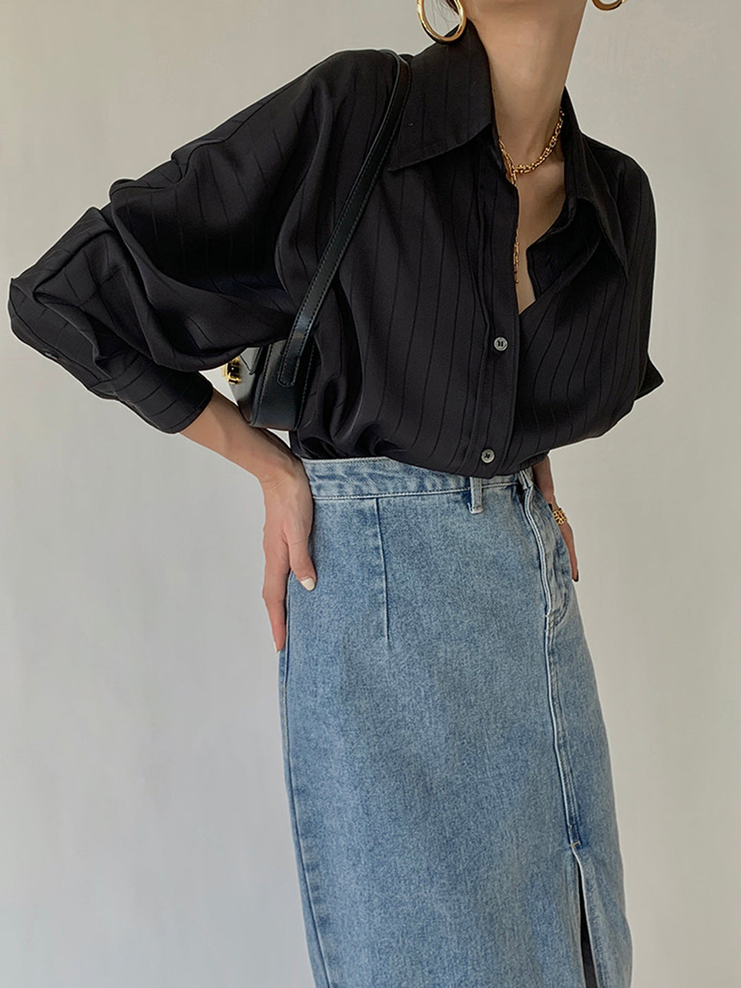 Elara Oversized Button-Up Collared Shirt