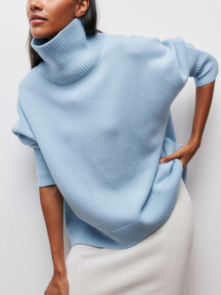 Amelia Cloudless Sky Turtleneck Oversized Sweater