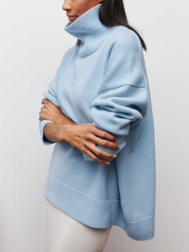 Amelia Cloudless Sky Turtleneck Oversized Sweater