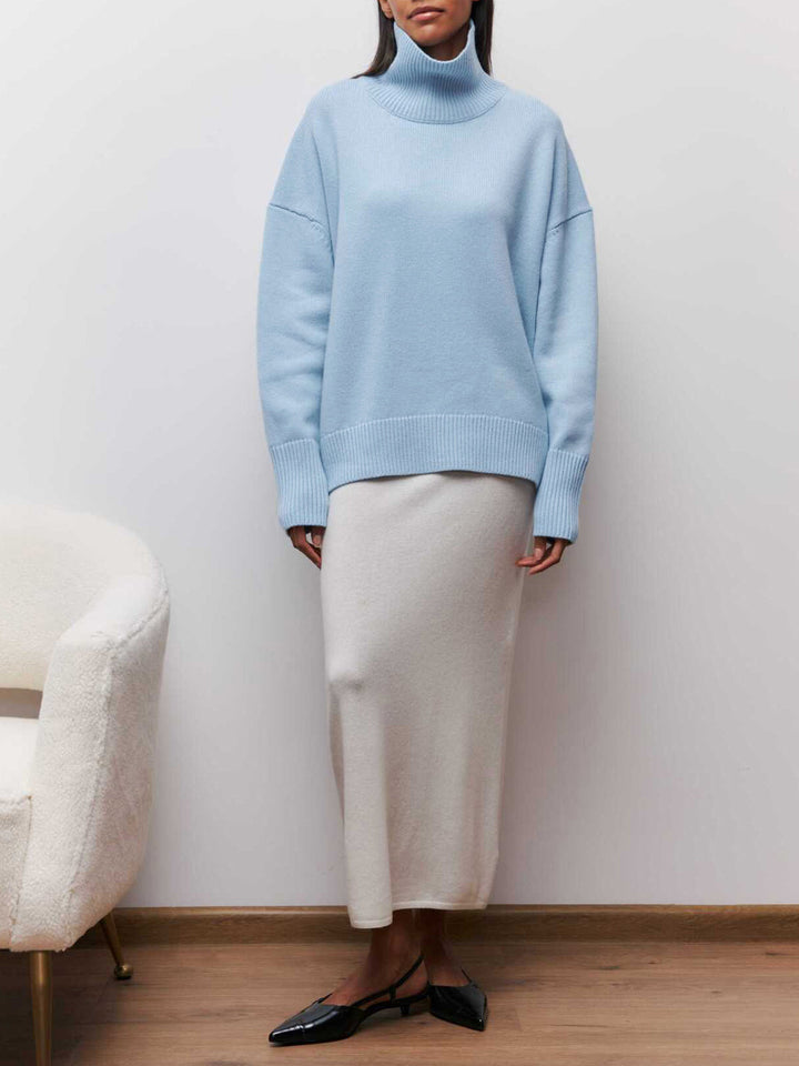 Amelia Cloudless Sky Turtleneck Oversized Sweater