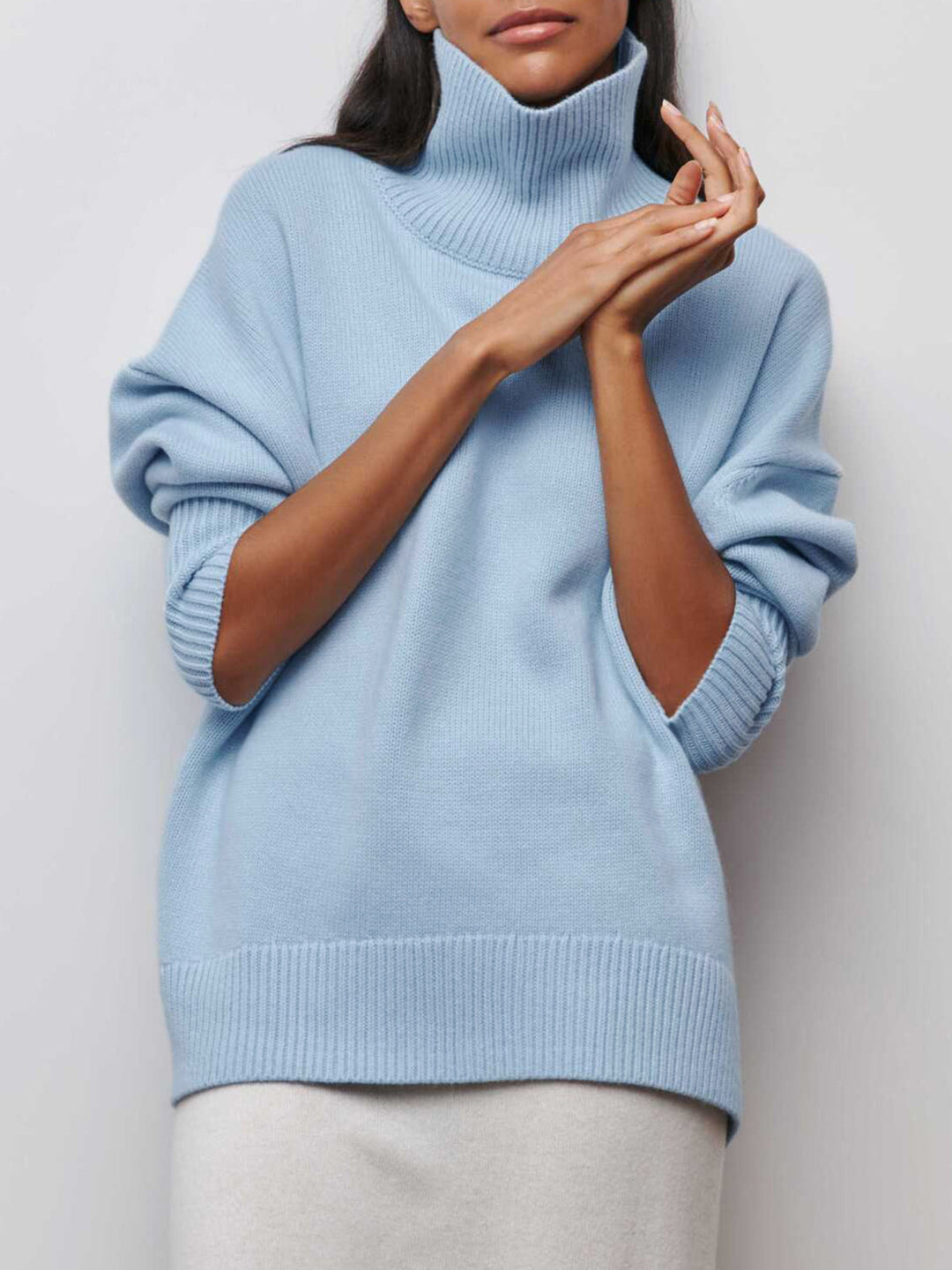 Amelia Cloudless Sky Turtleneck Oversized Sweater