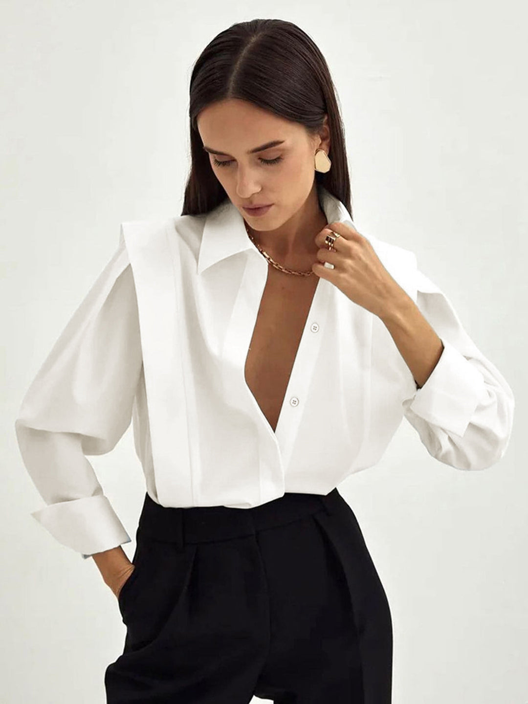 Sophia Chic Button-Down Shirt