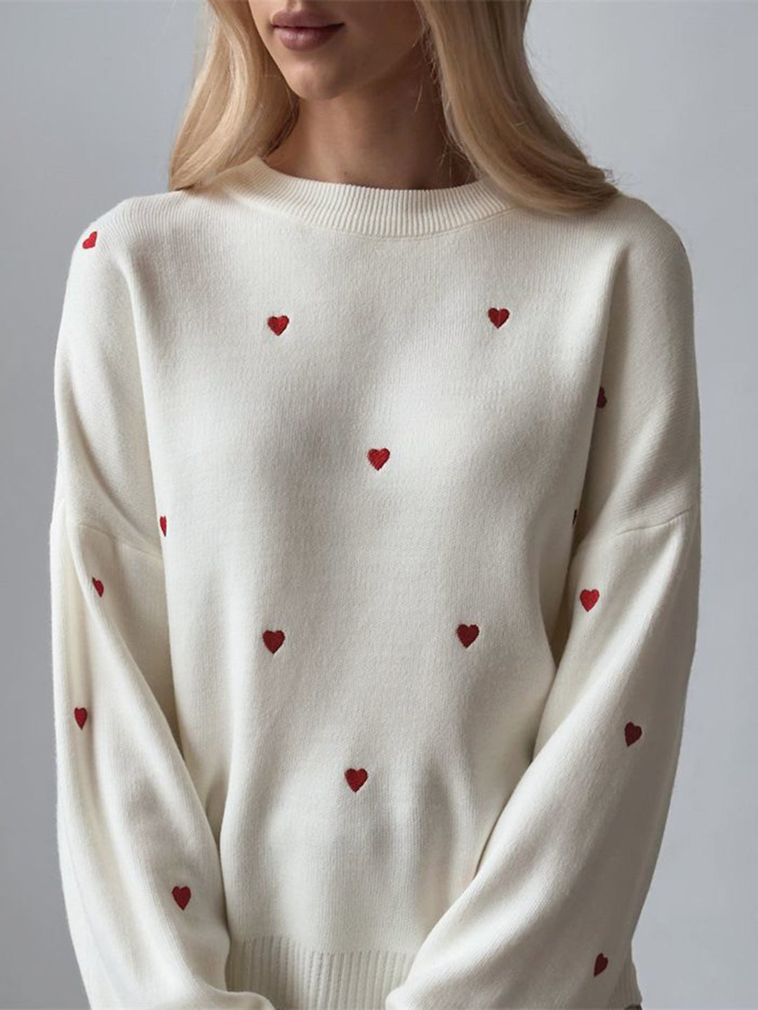 Amara Embroidered Heart Oversized Knit Sweater