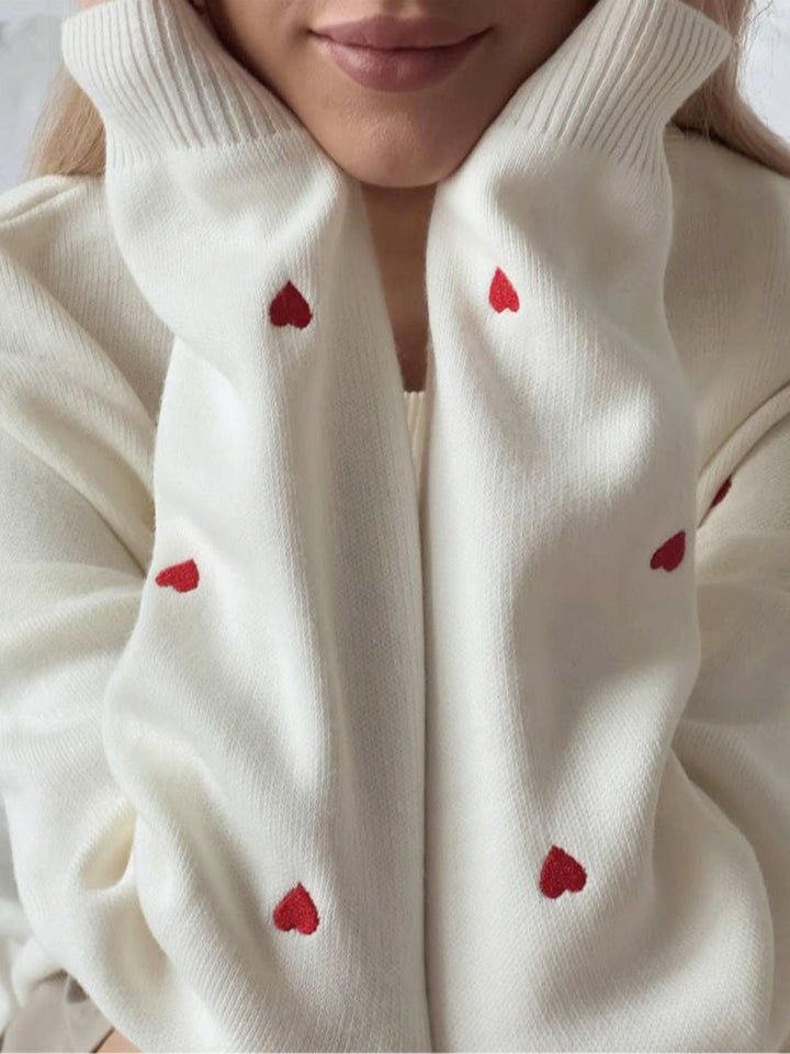 Amara Embroidered Heart Oversized Knit Sweater