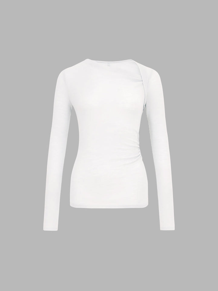 Fozia Rib-Knit Long Sleeve Top