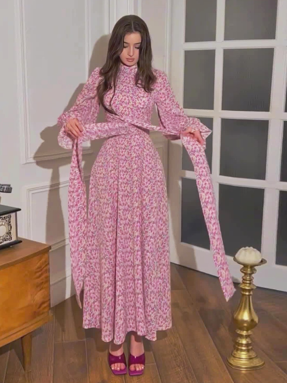 Seraphine Boho Floral Halter Maxi Dress