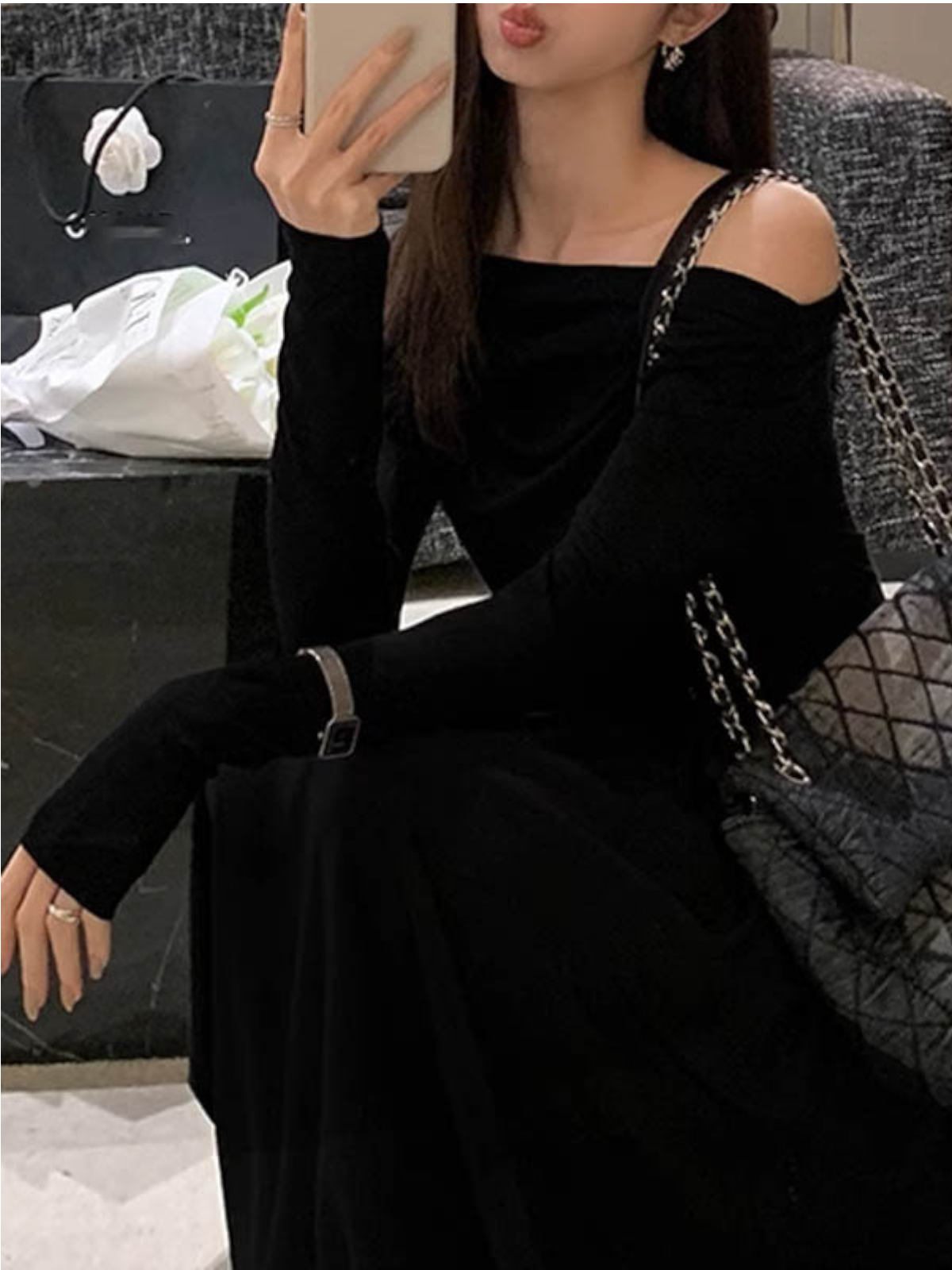 Allegra Off-Shoulder Cross Strap Maxi Dress