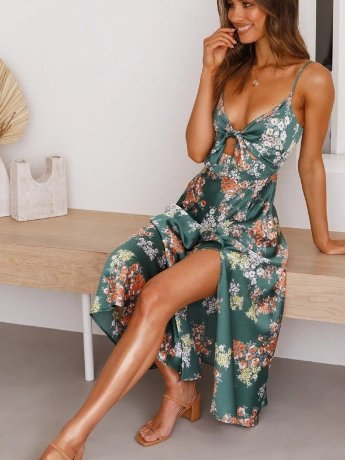 Athena Floral Print Henna Dress