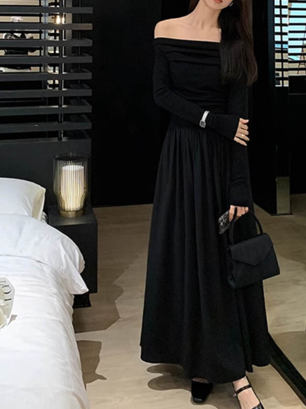 Allegra Off-Shoulder Cross Strap Maxi Dress