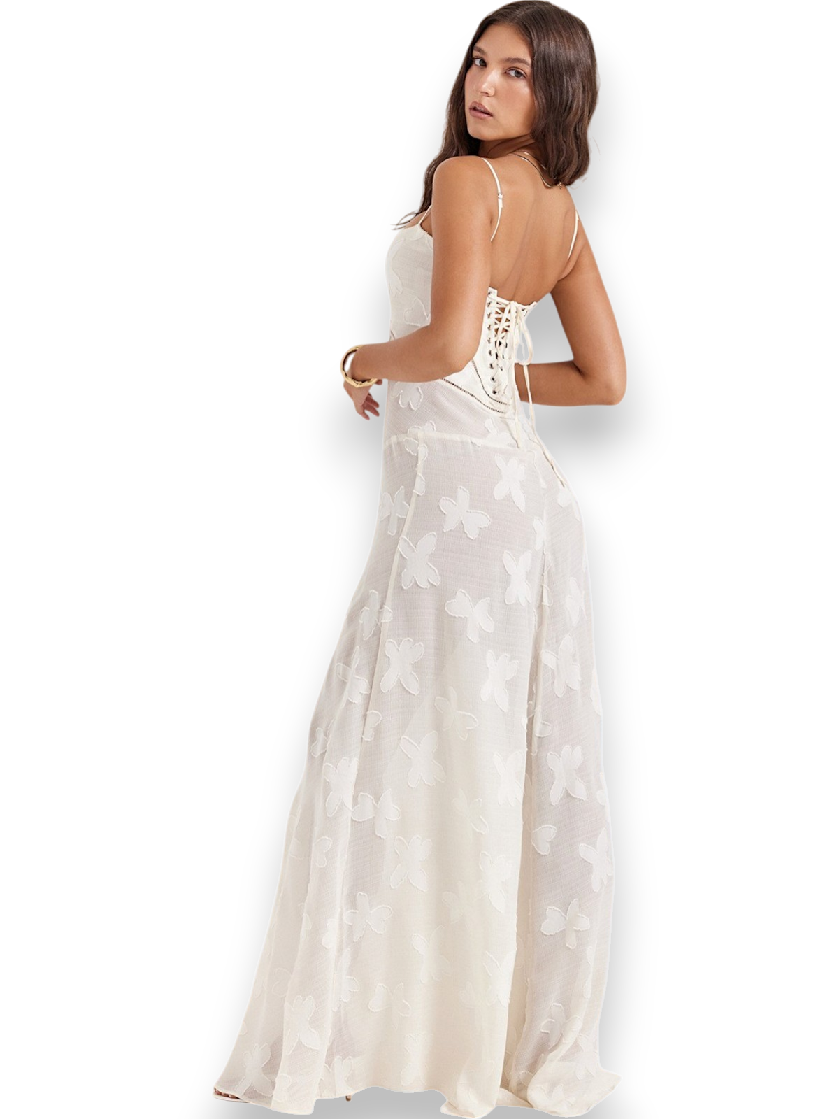 Amara Blossom White Floral Vintage Gown