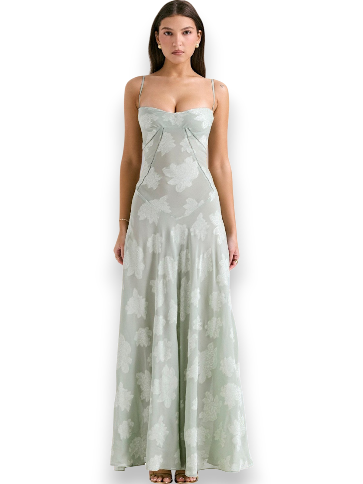 Amara Blossom Green Floral Vintage Gown