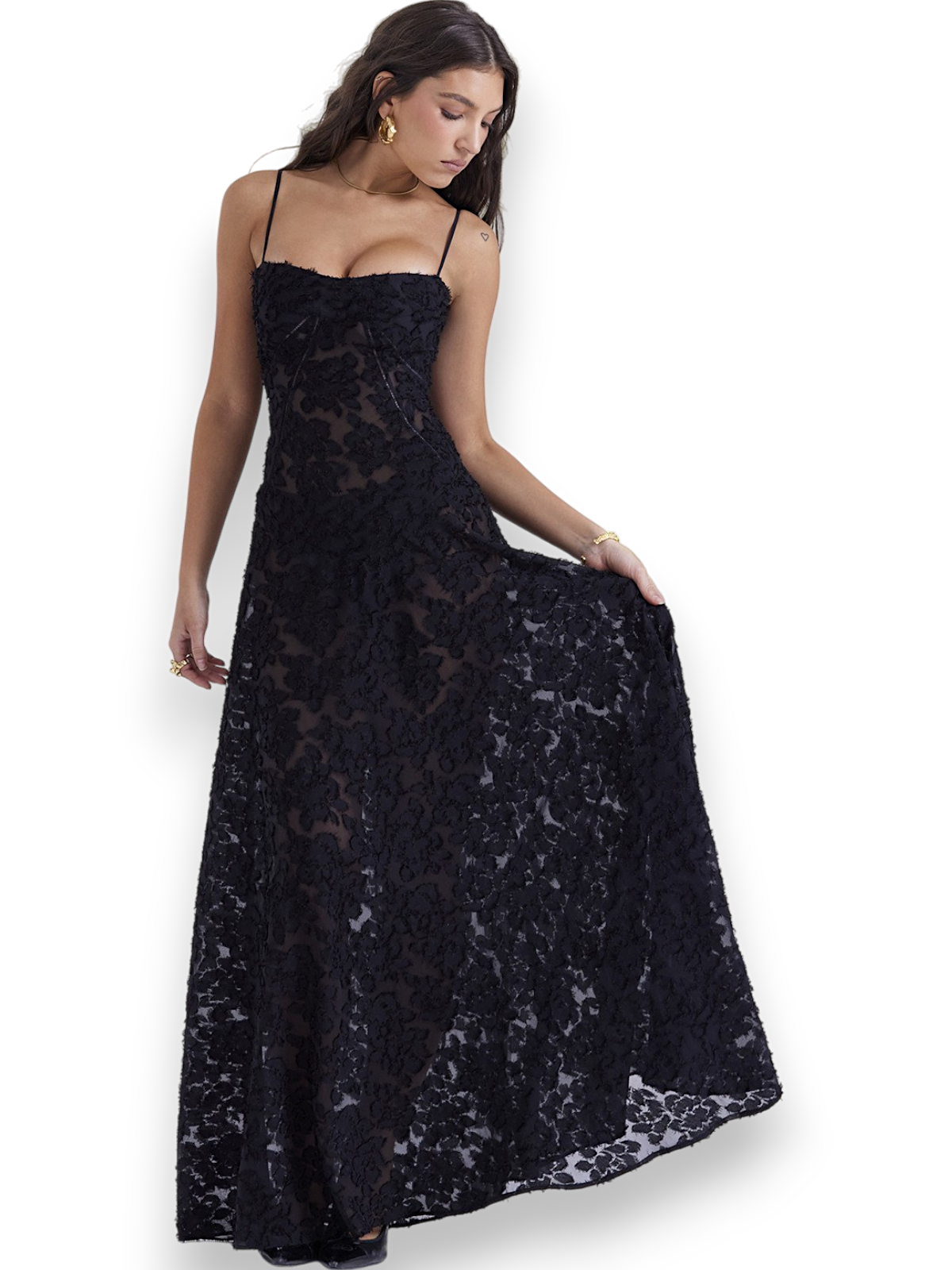 Amara Blossom Black Floral Vintage Gown