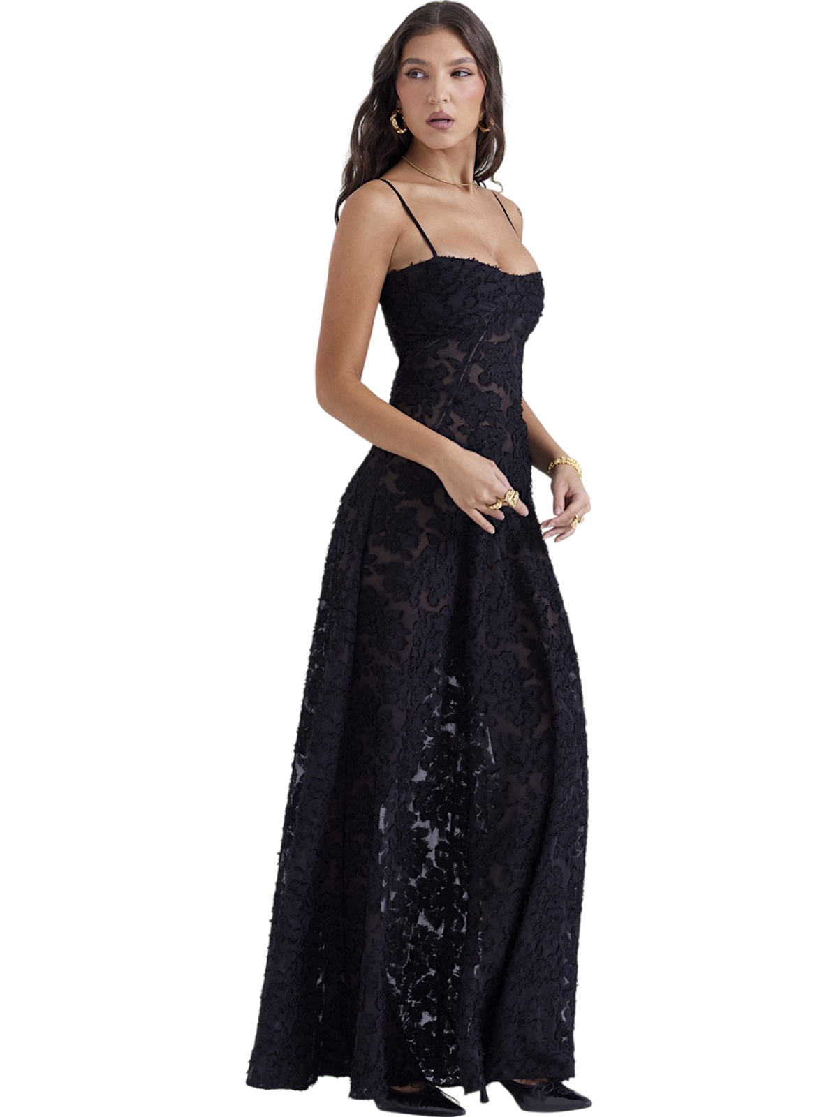 Amara Blossom Black Floral Vintage Gown