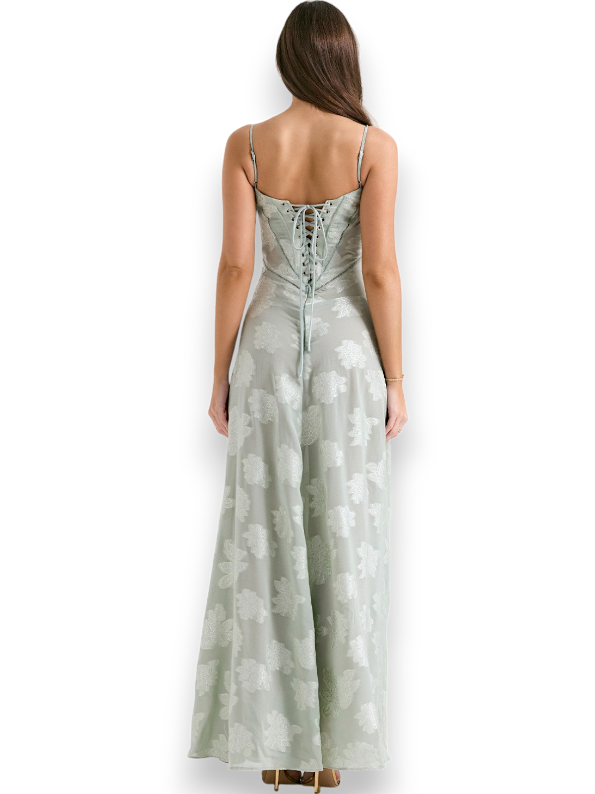 Amara Blossom Green Floral Vintage Gown