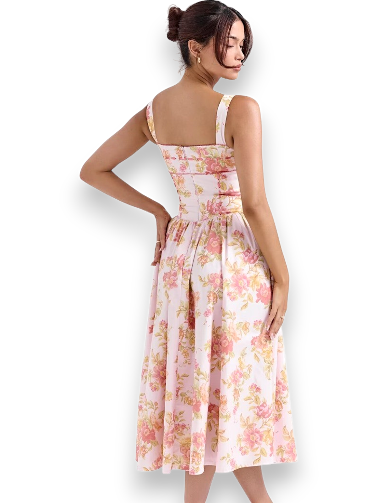 Isla Rosebud Floral Vintage Midi Dress