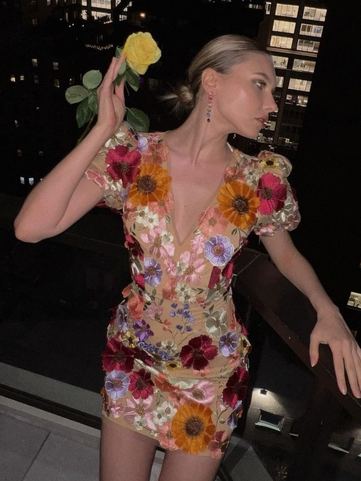 Elara Summer Maxi Dress with Flowers Abstract Print