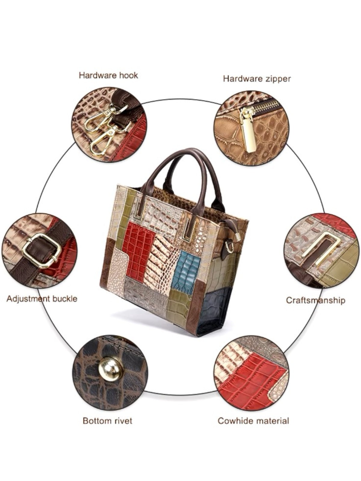 Nora Leather Patchwork Tote Bag