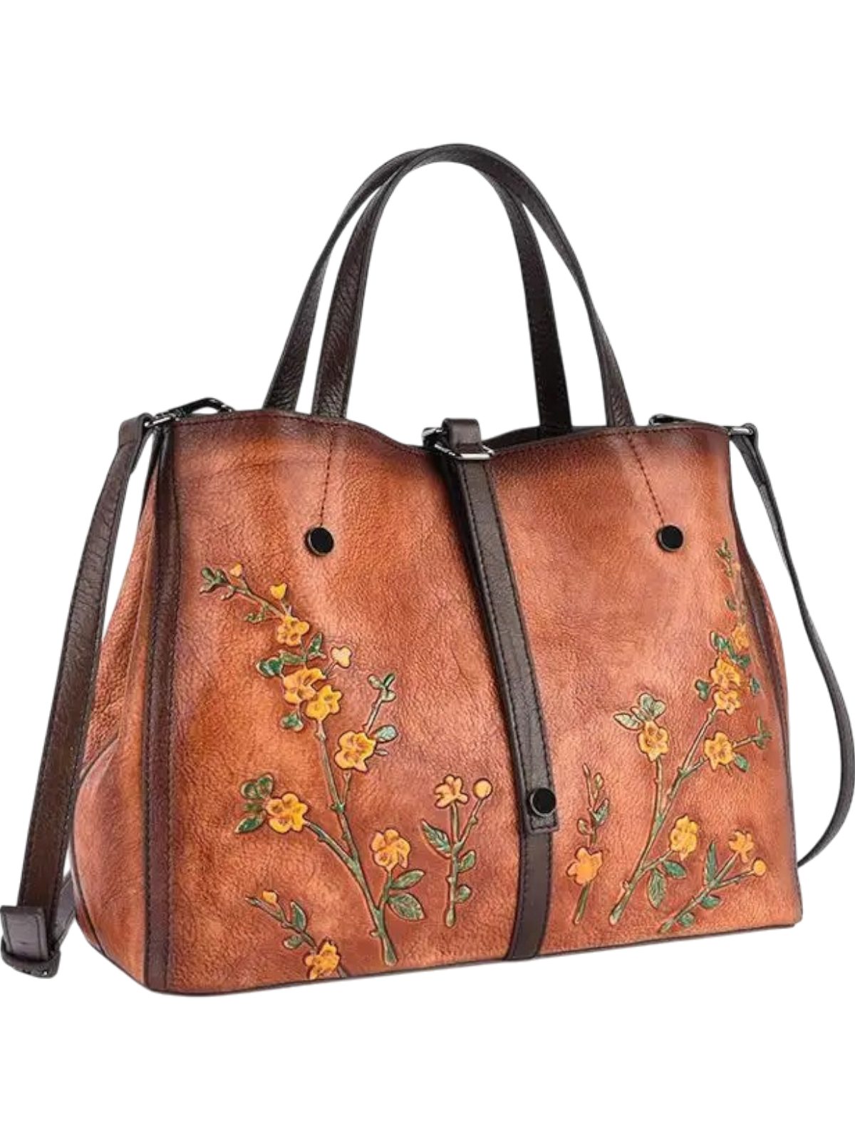 Ember Genuine Vintage Floral Embroidered Leather Tote Bag