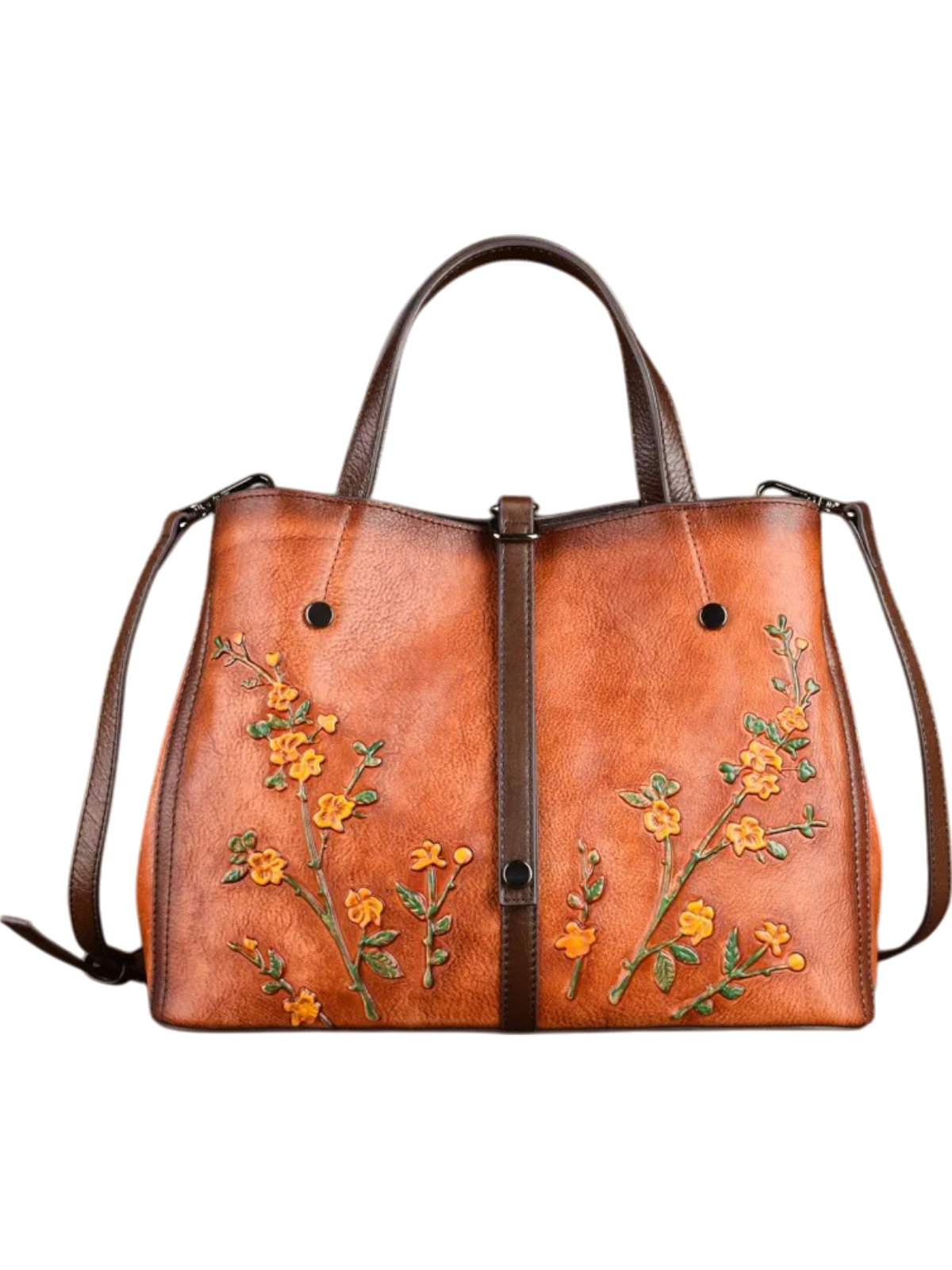 Ember Genuine Vintage Floral Embroidered Leather Tote Bag