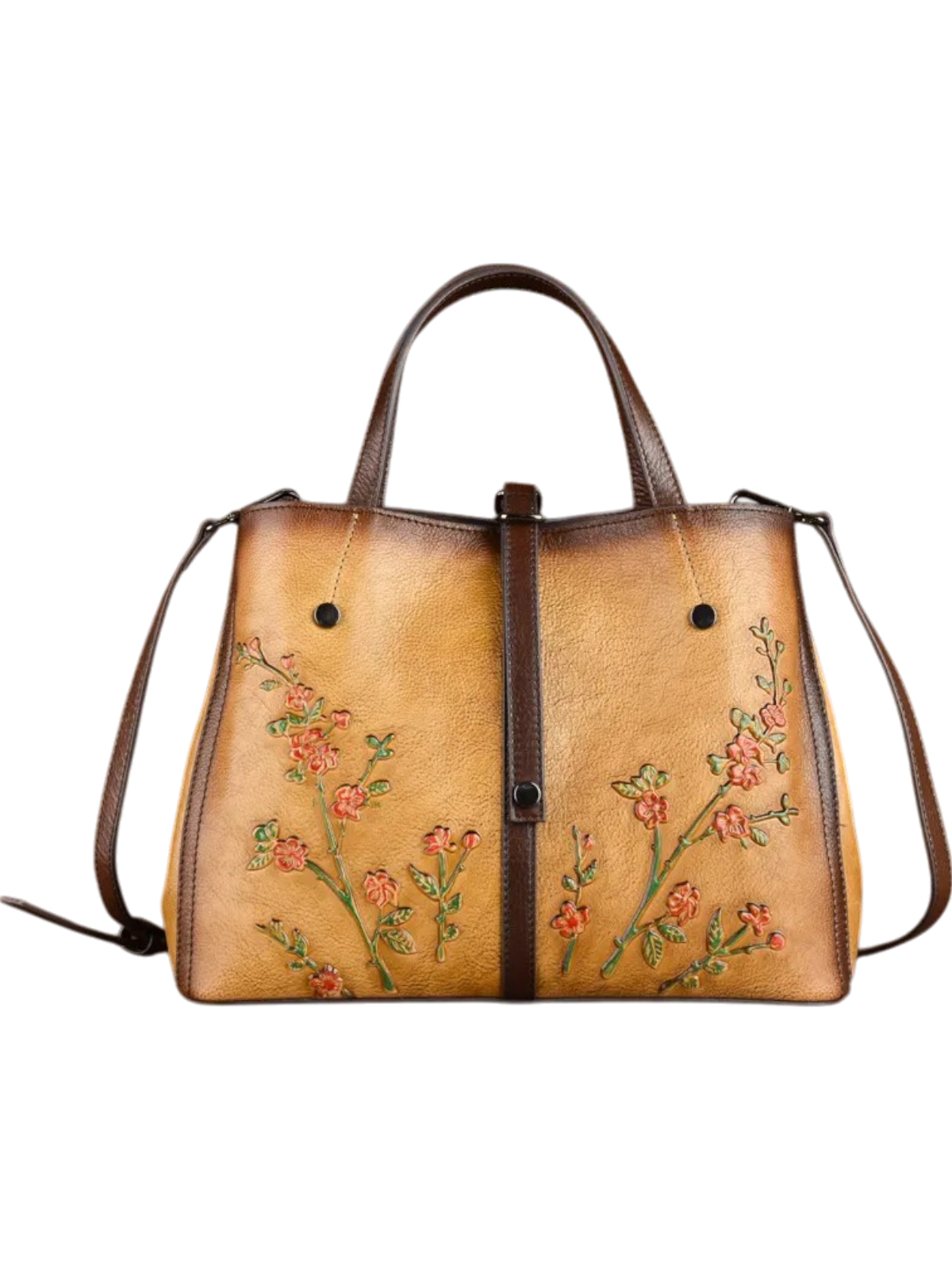 Ember Genuine Vintage Floral Embroidered Leather Tote Bag