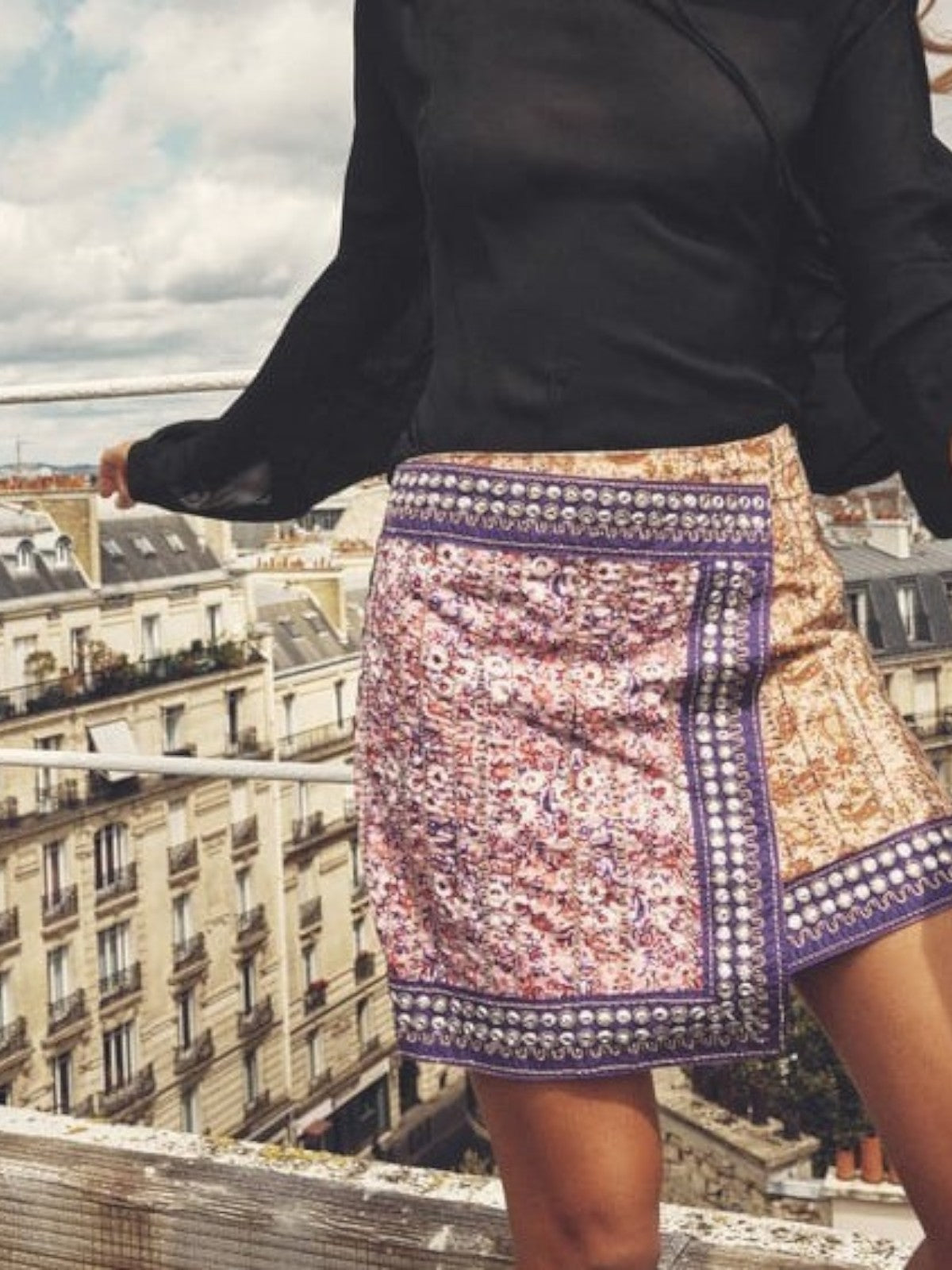 Leona Elegant Asymmetric Floral Mini Skirt