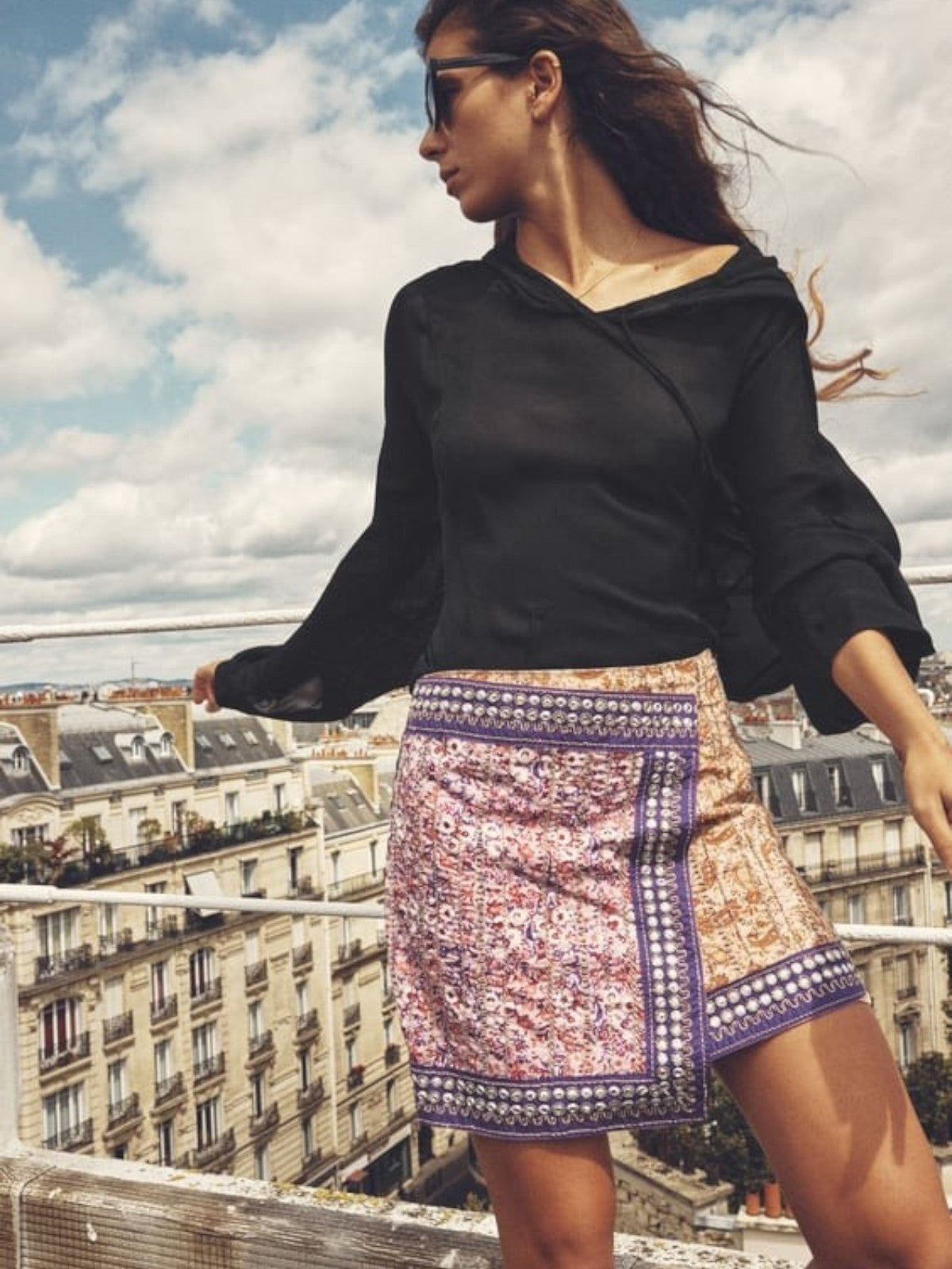 Leona Elegant Asymmetric Floral Mini Skirt