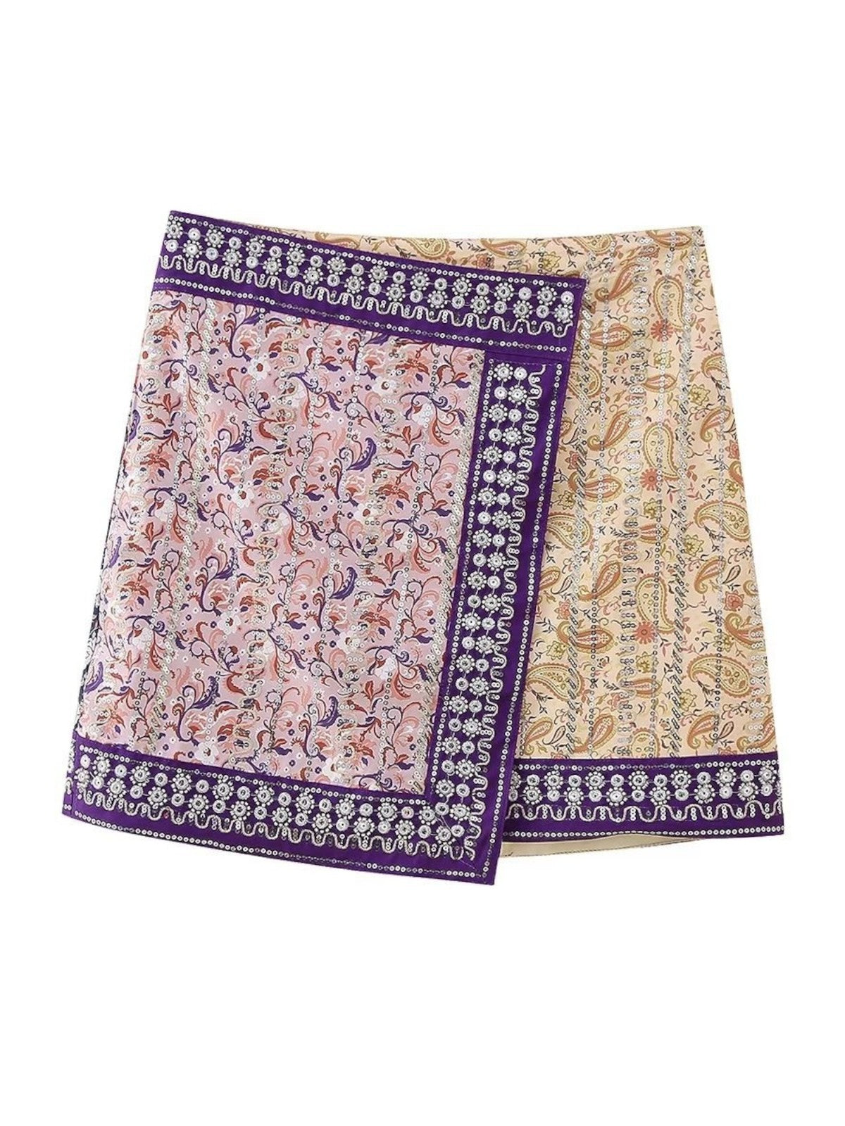 Leona Elegant Asymmetric Floral Mini Skirt