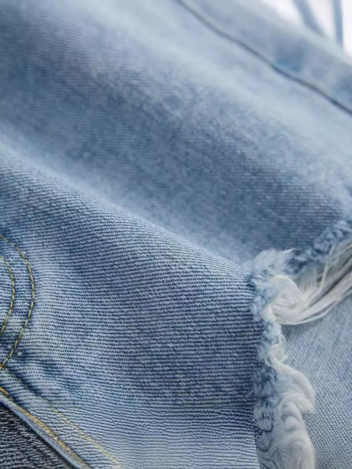 Mira Distressed Denim Mini Skirt