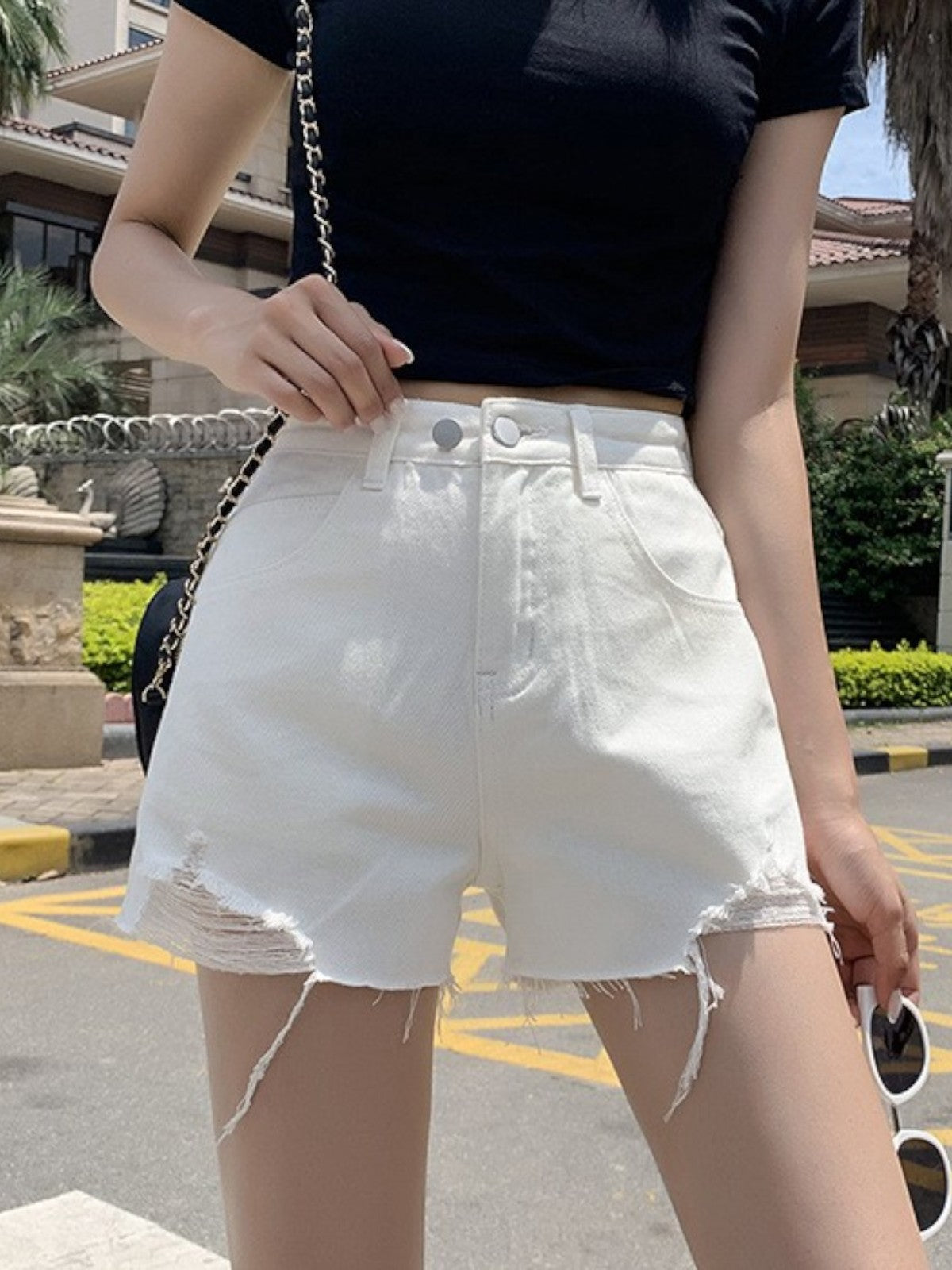 Mira Distressed Denim Mini Skirt