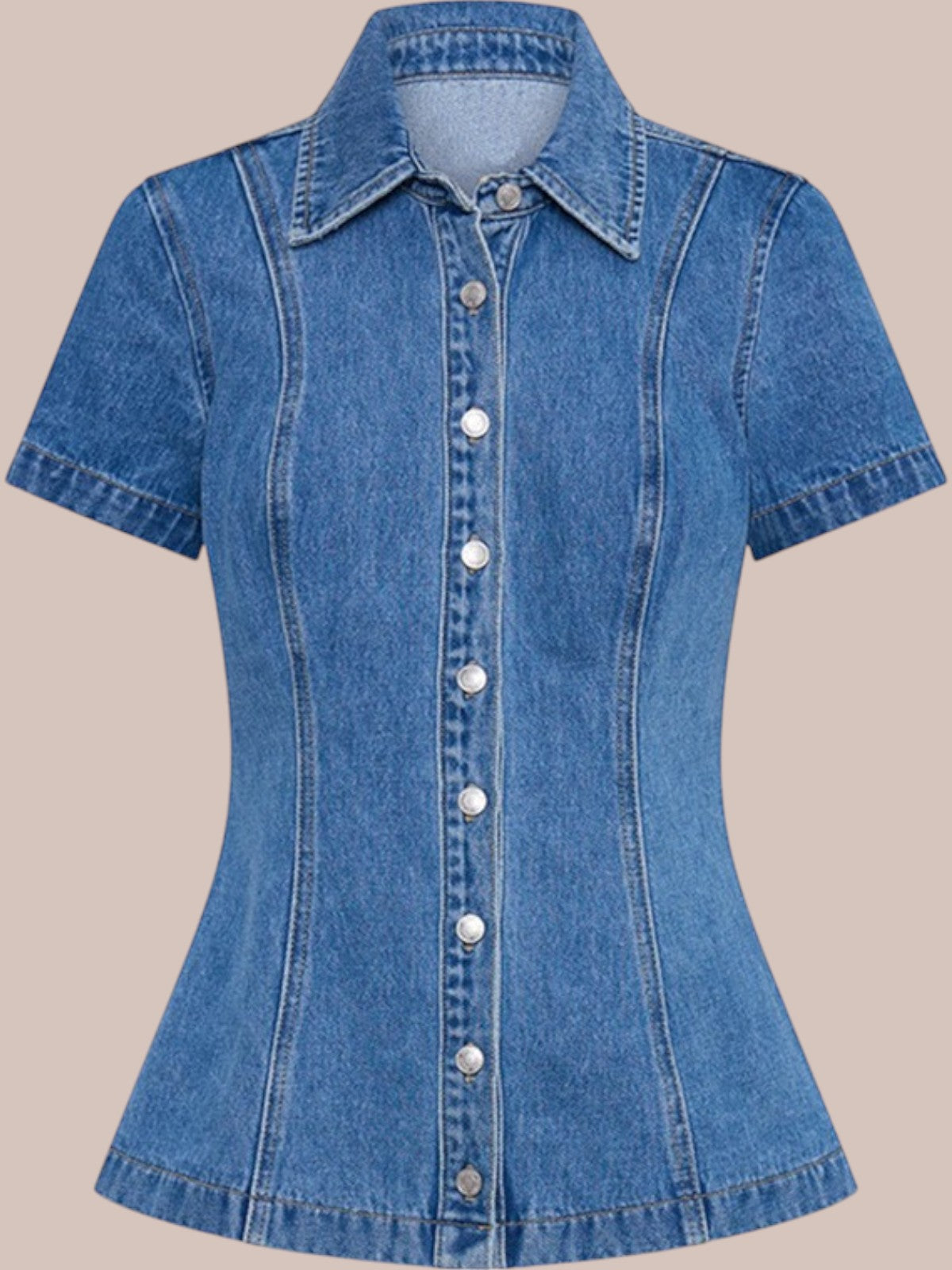 Marvelle Denim Button-Up Skirt Set