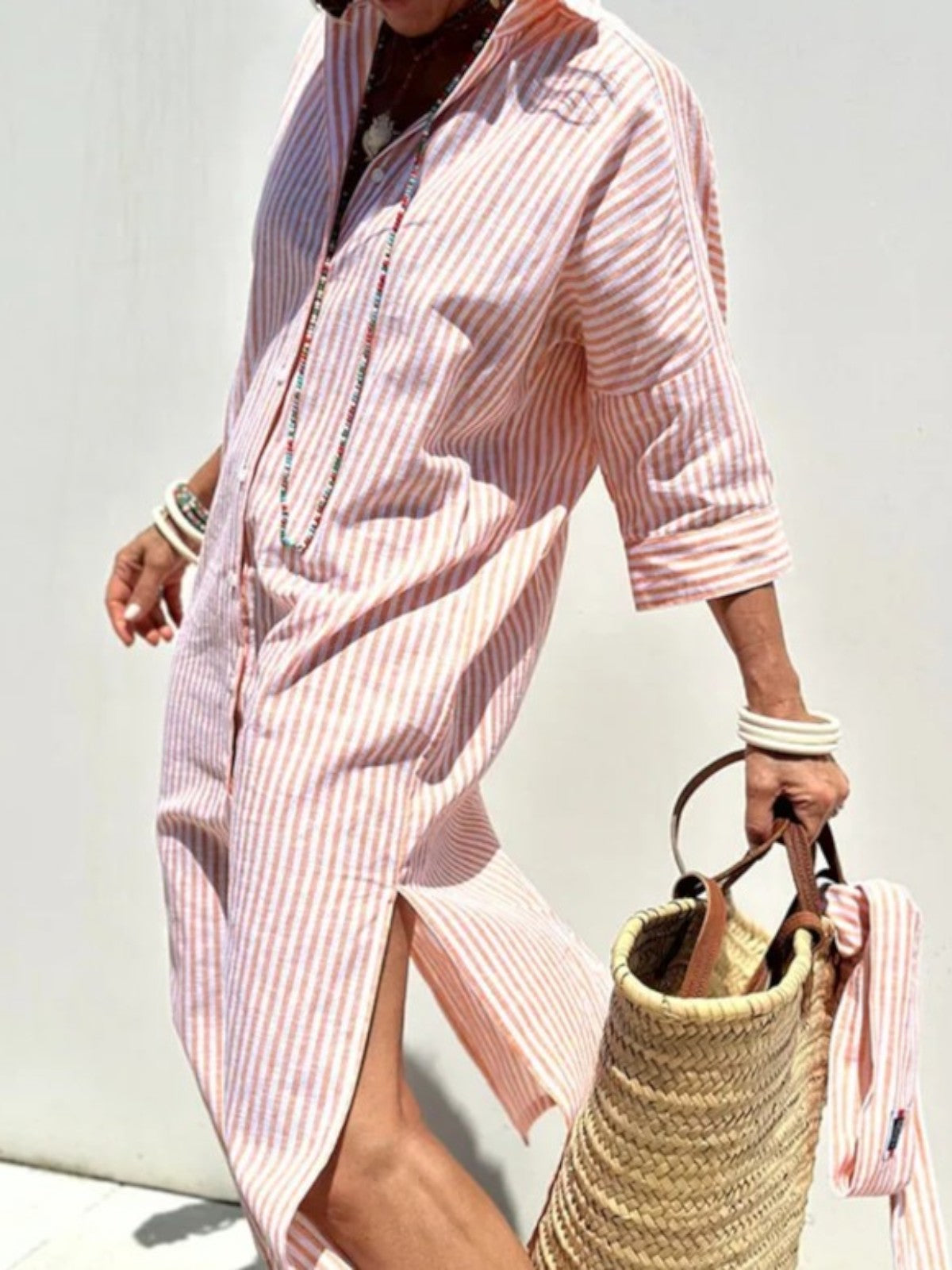 Emily Sophisticated Striped Comfort Midi Dress