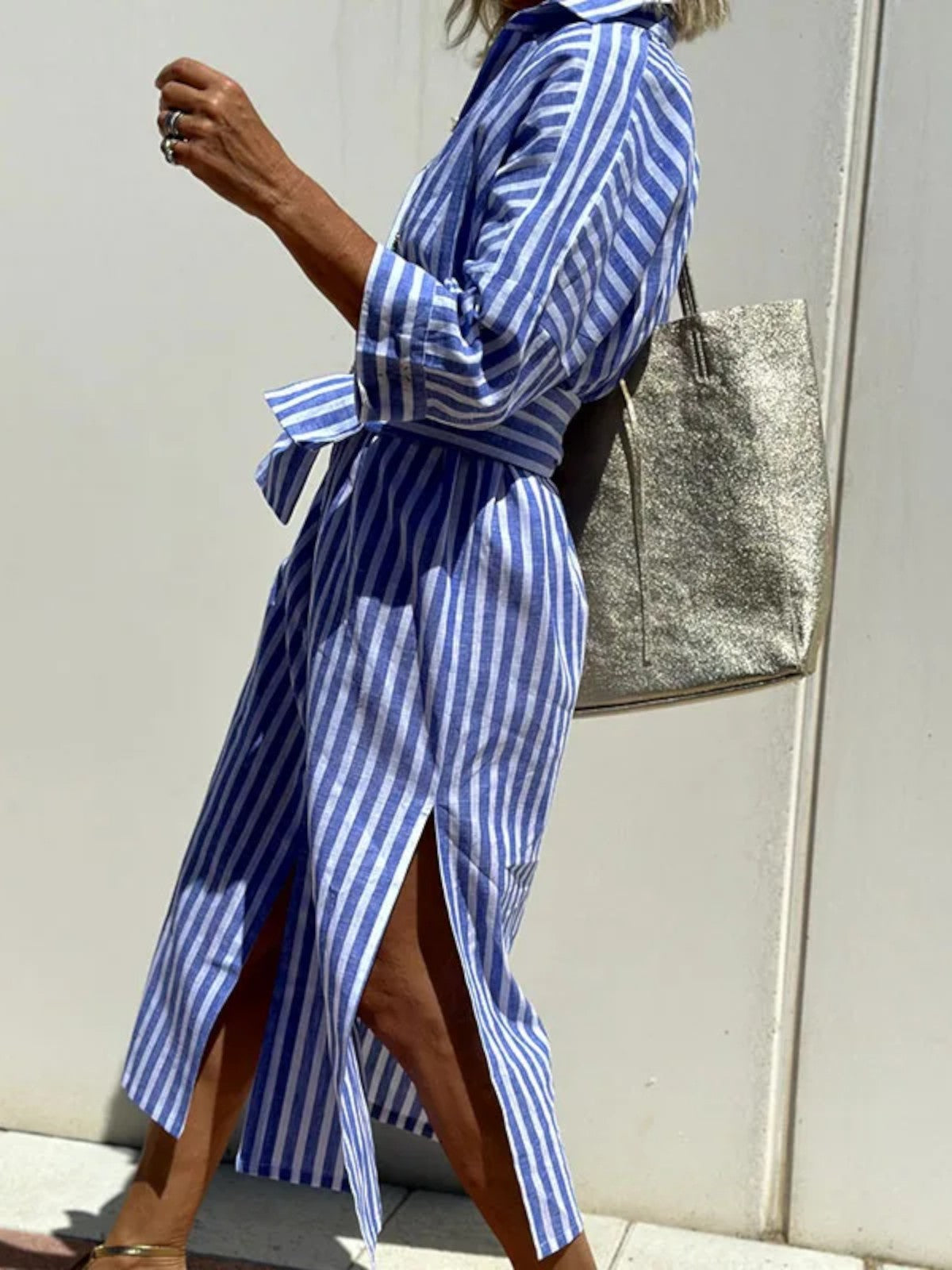 Emily Sophisticated Striped Comfort Midi Dress