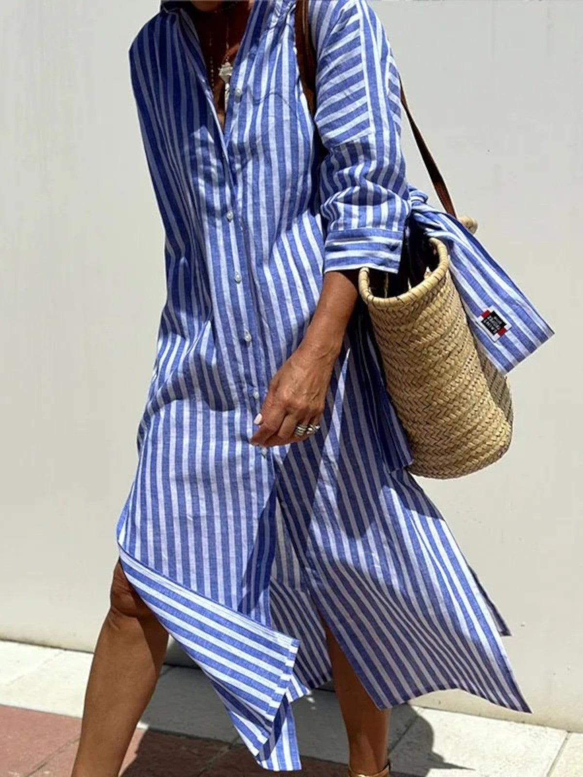 Emily Sophisticated Striped Comfort Midi Dress