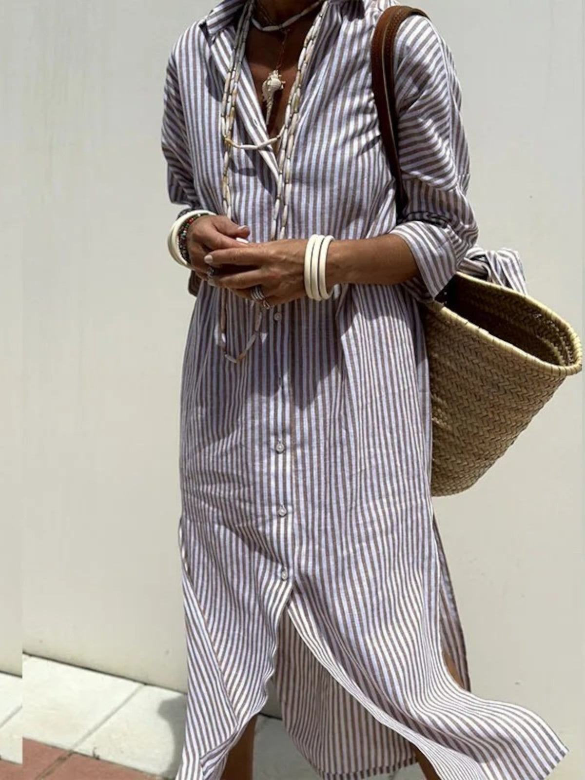 Emily Sophisticated Striped Comfort Midi Dress