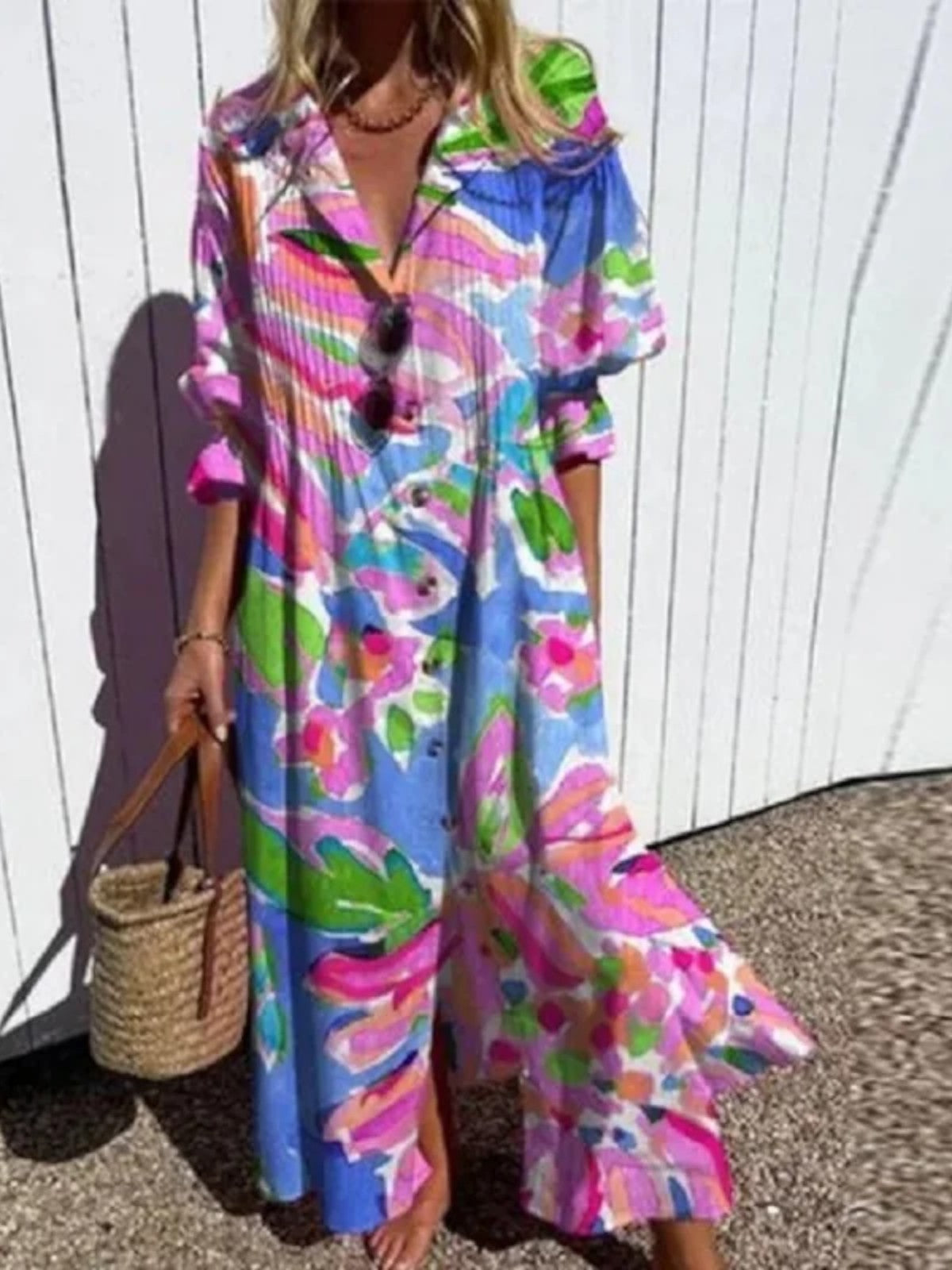 Cassidy Boho Puff Sleeve Maxi Dress