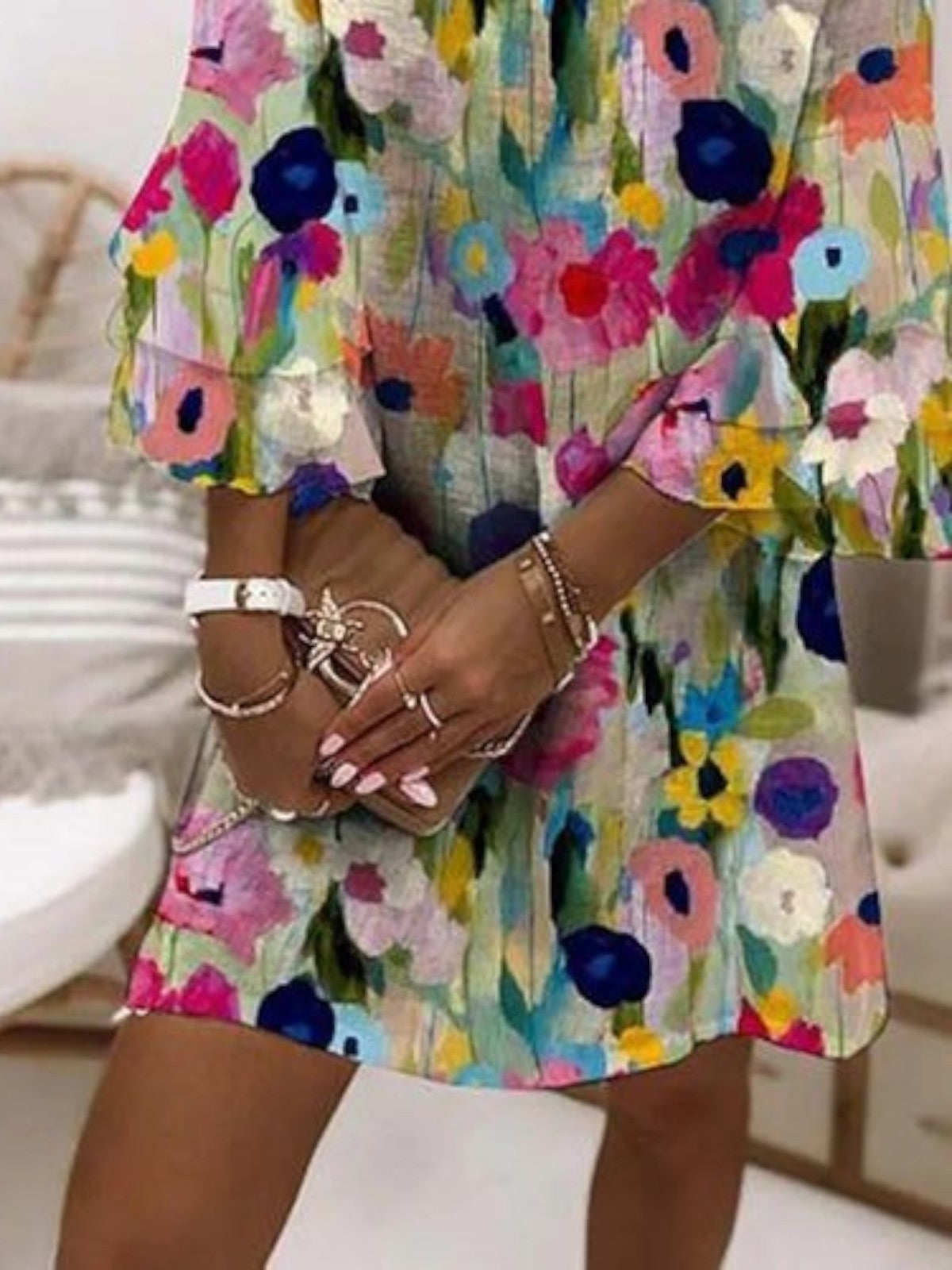 Lydia Floral V-Neck Shift Dress