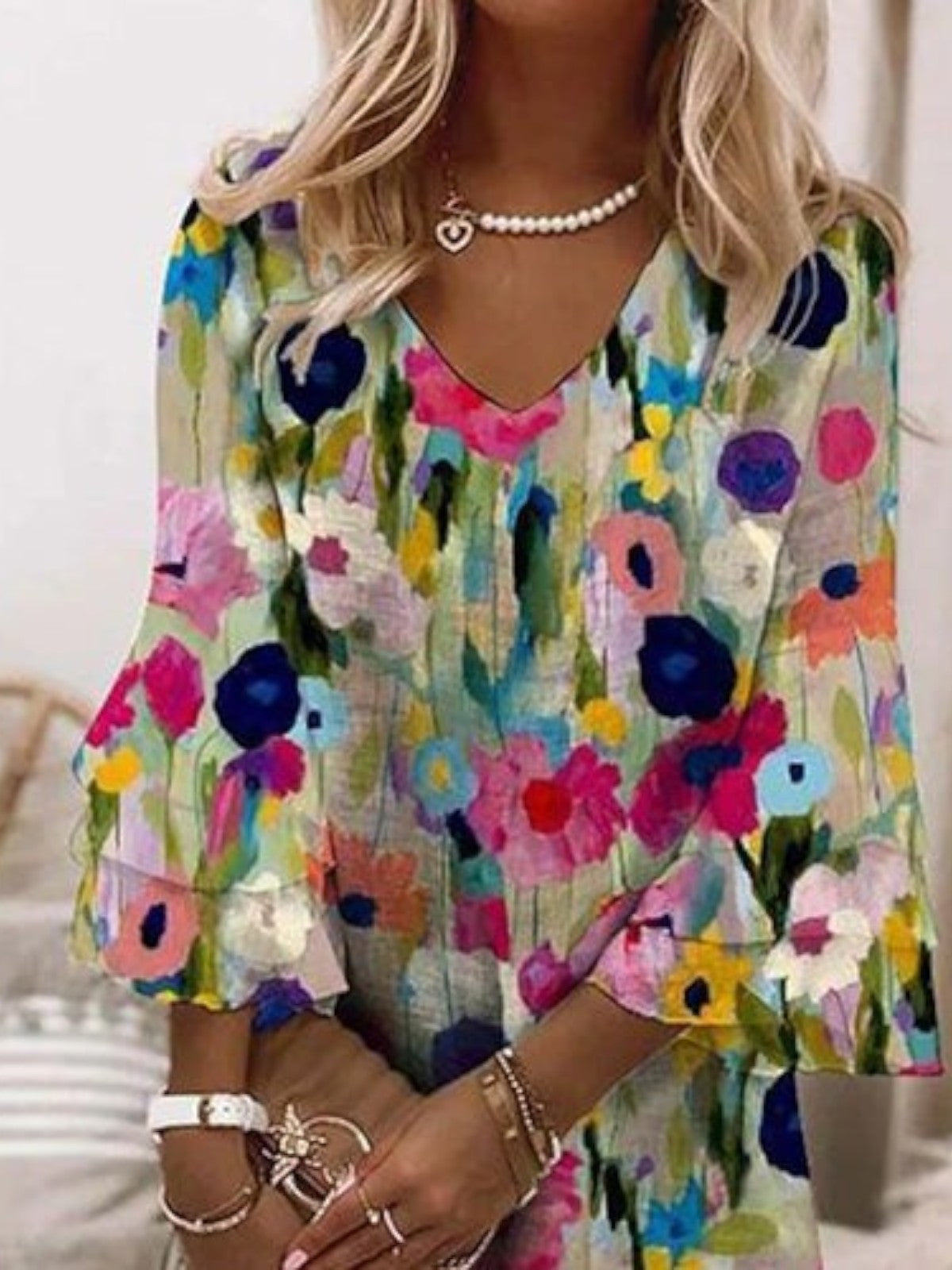 Lydia Floral V-Neck Shift Dress