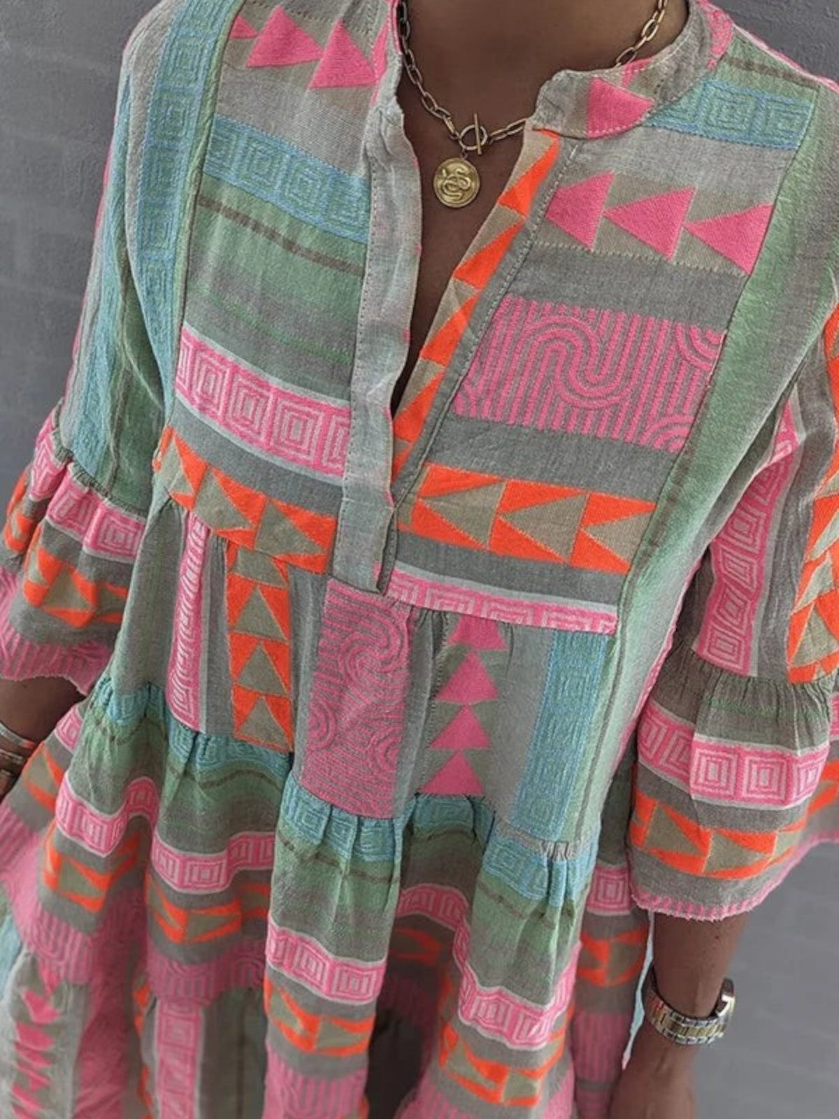 Sienna V-Neck Cotton Hemp Summer Dress