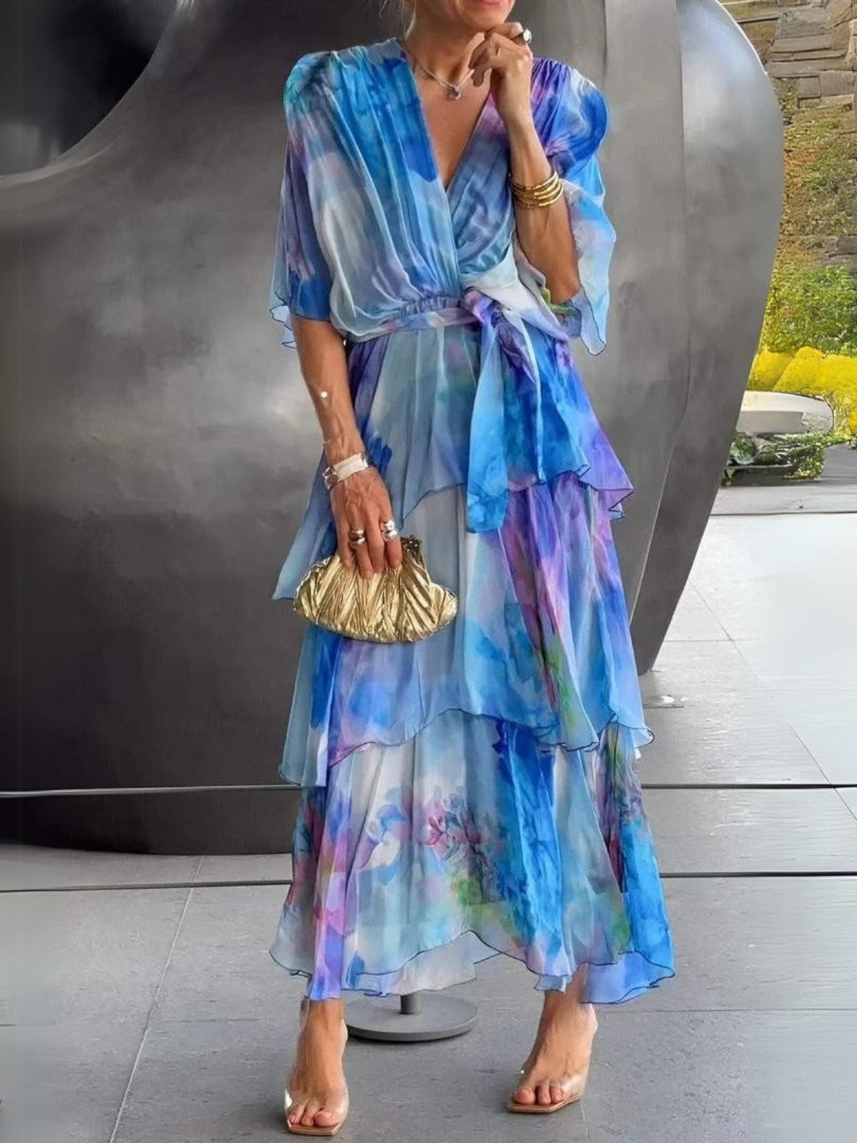 Celeste V-Neck Midi Dress