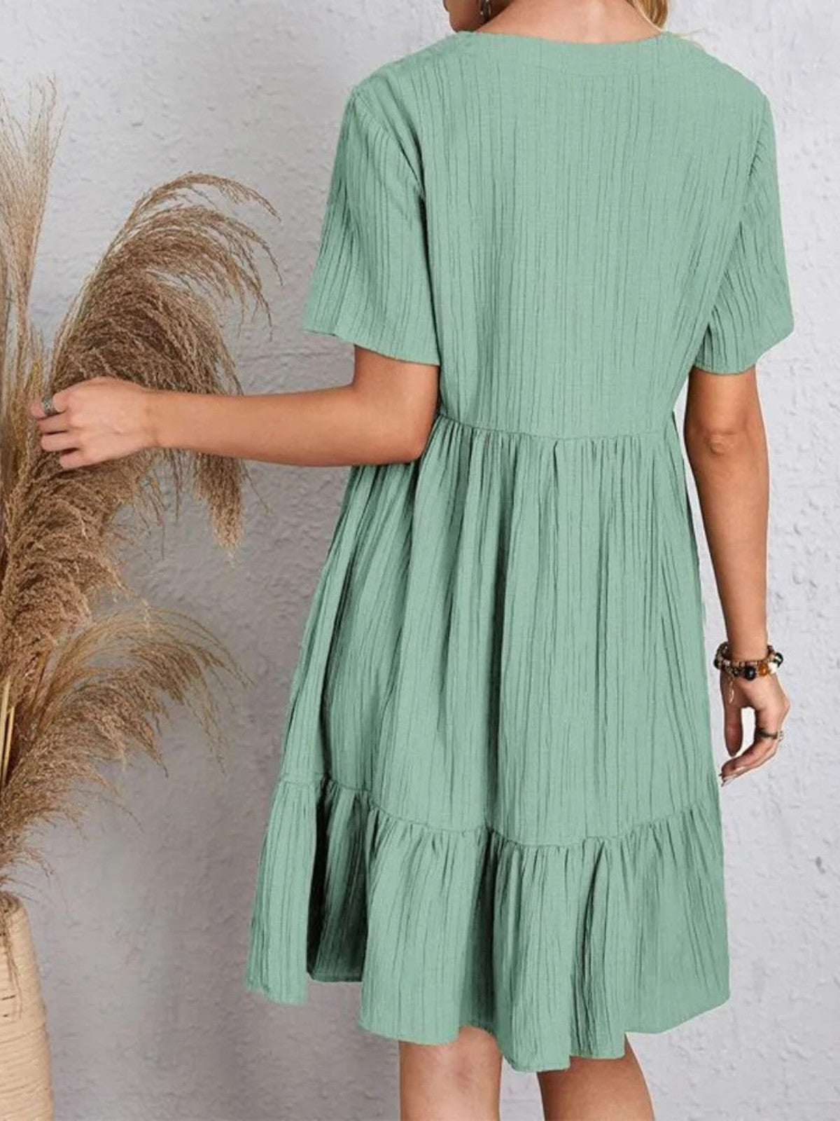 Audrey Boho Ruffle Hem Mini Dress