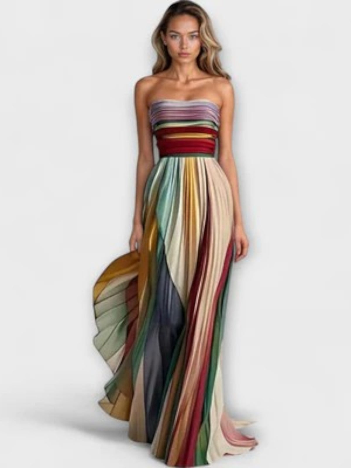 Amara Striped Tube Top Maxi Dress