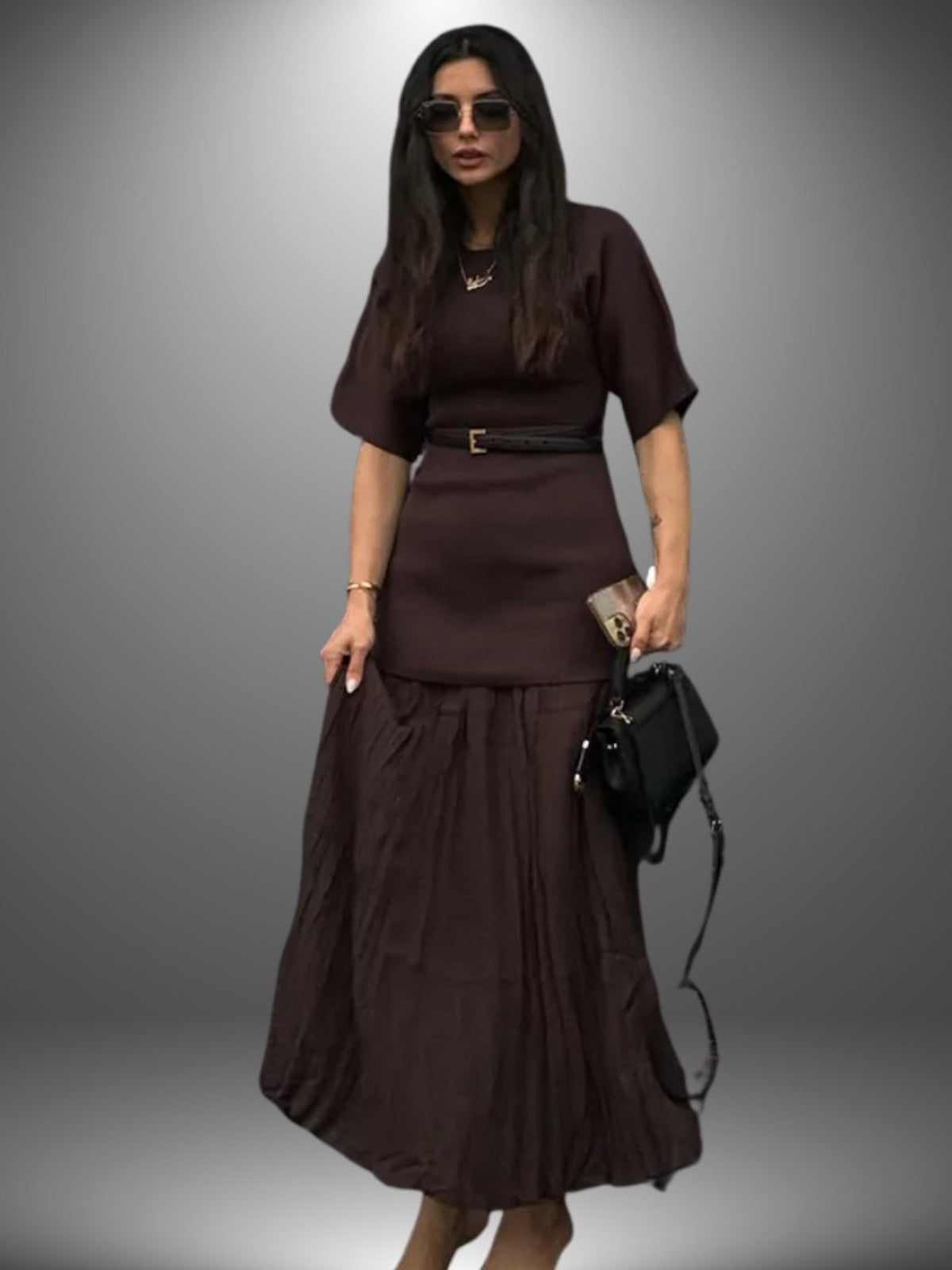 Claribel Pleated Maxi Dress