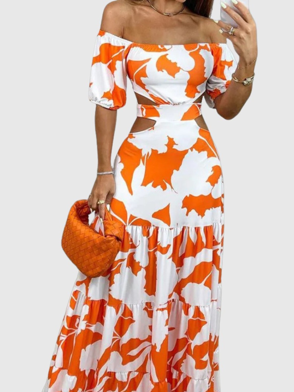 Leona Irregular Grain Cut-Out Midi Dress