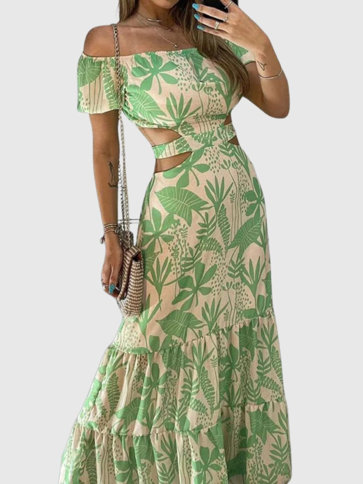 Leona Irregular Grain Cut-Out Midi Dress