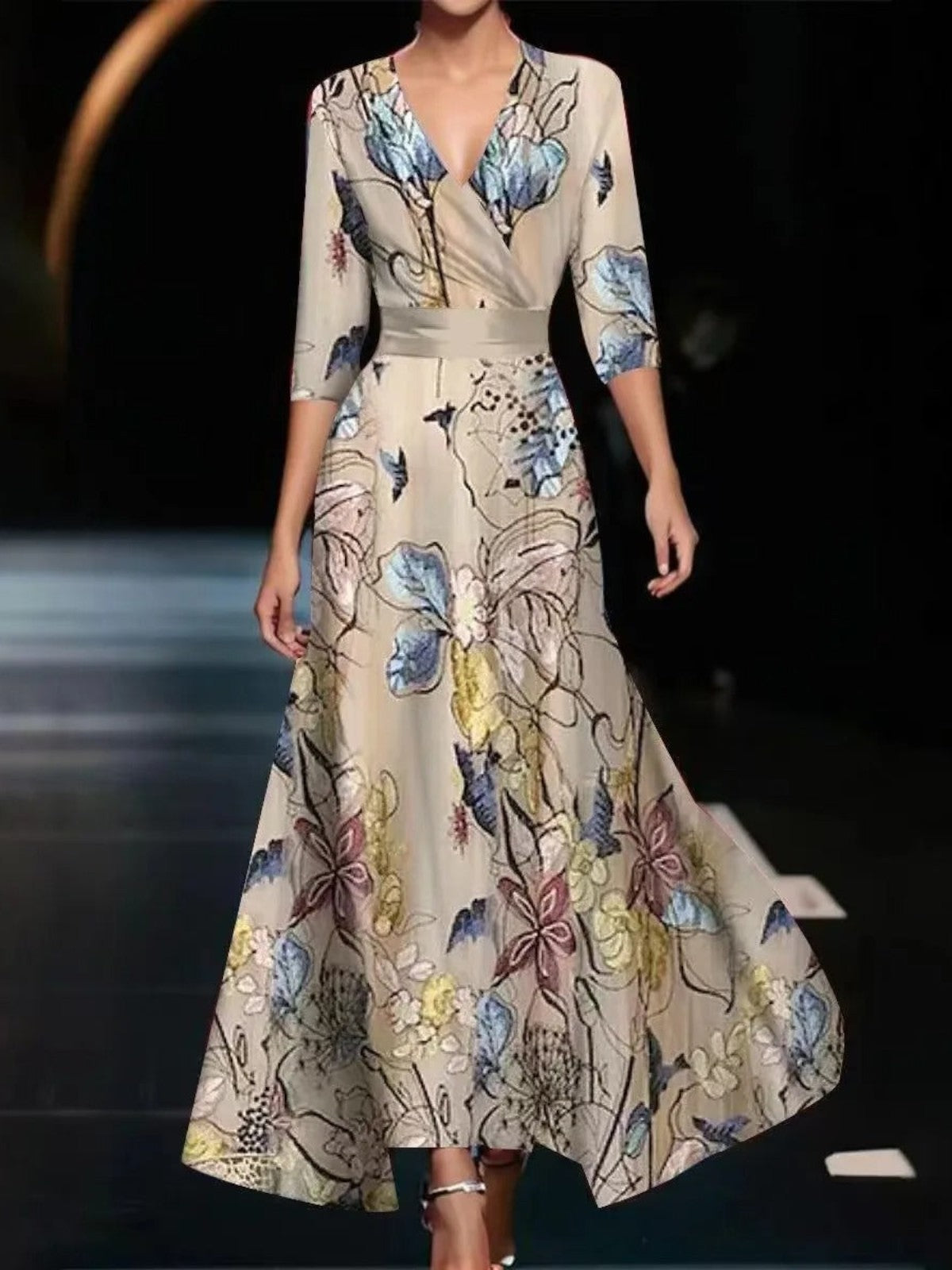 Sienna Printed High Waist Midi Dress