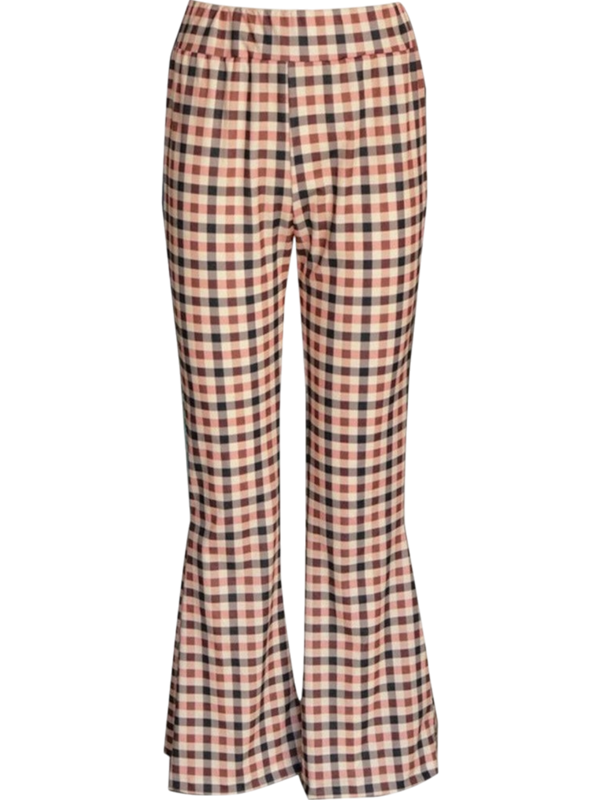 Elina Plaid High-Waist Flared Trousers