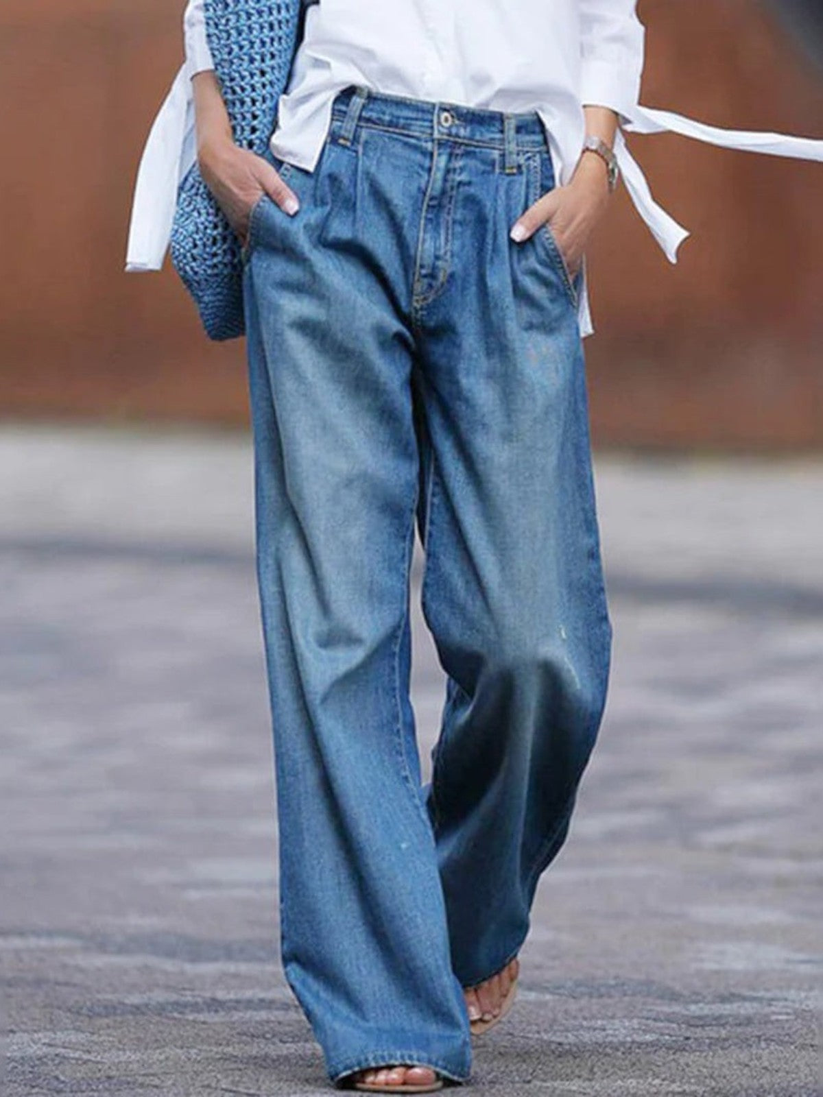 Ola High-Waist Wide-Leg Denim Jeans