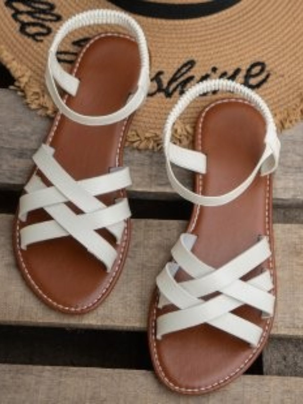 Vivara Roman Elastic Cross-Strap Sandals