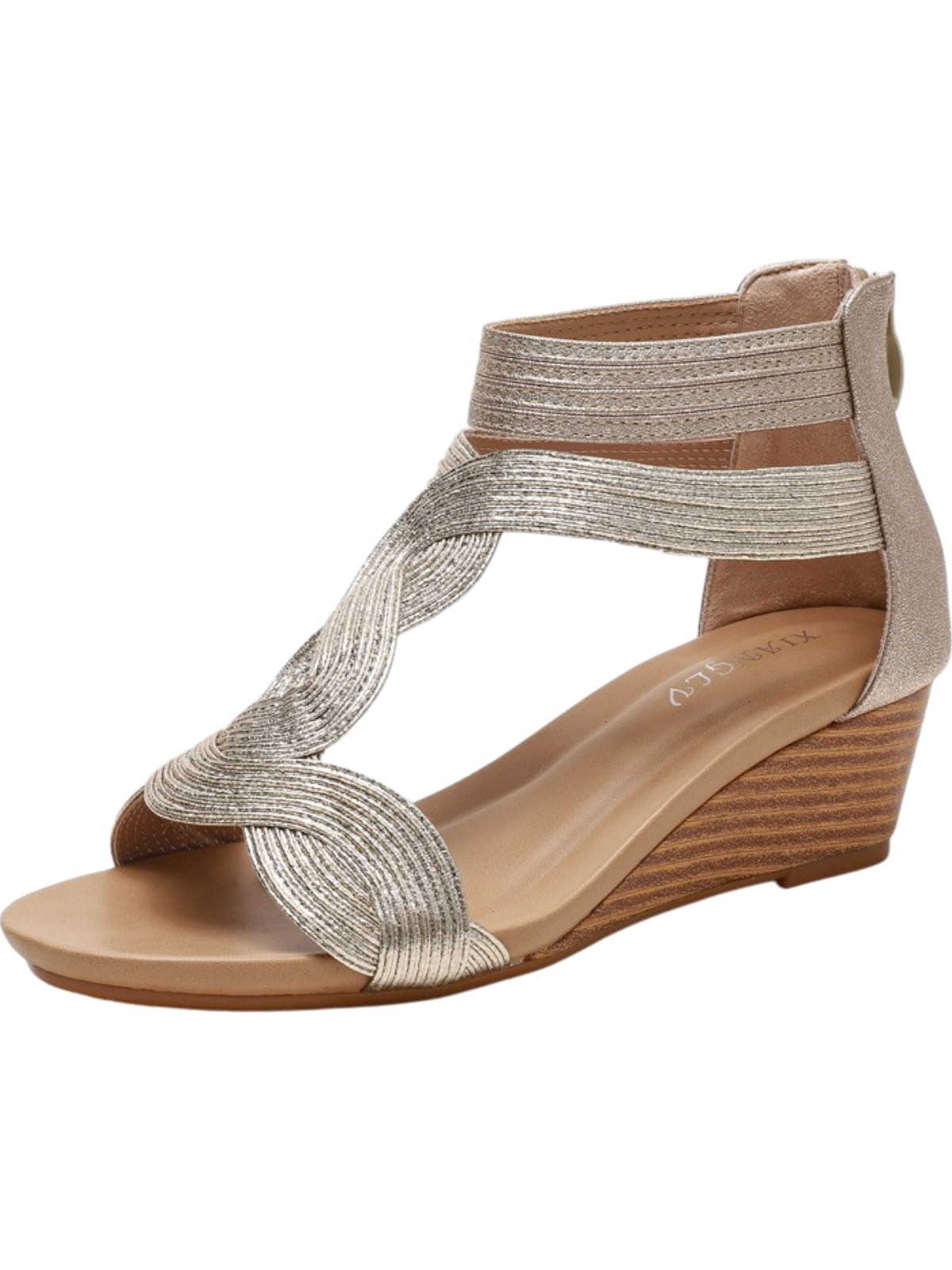 Lira Wedge Back Zipper Sandals
