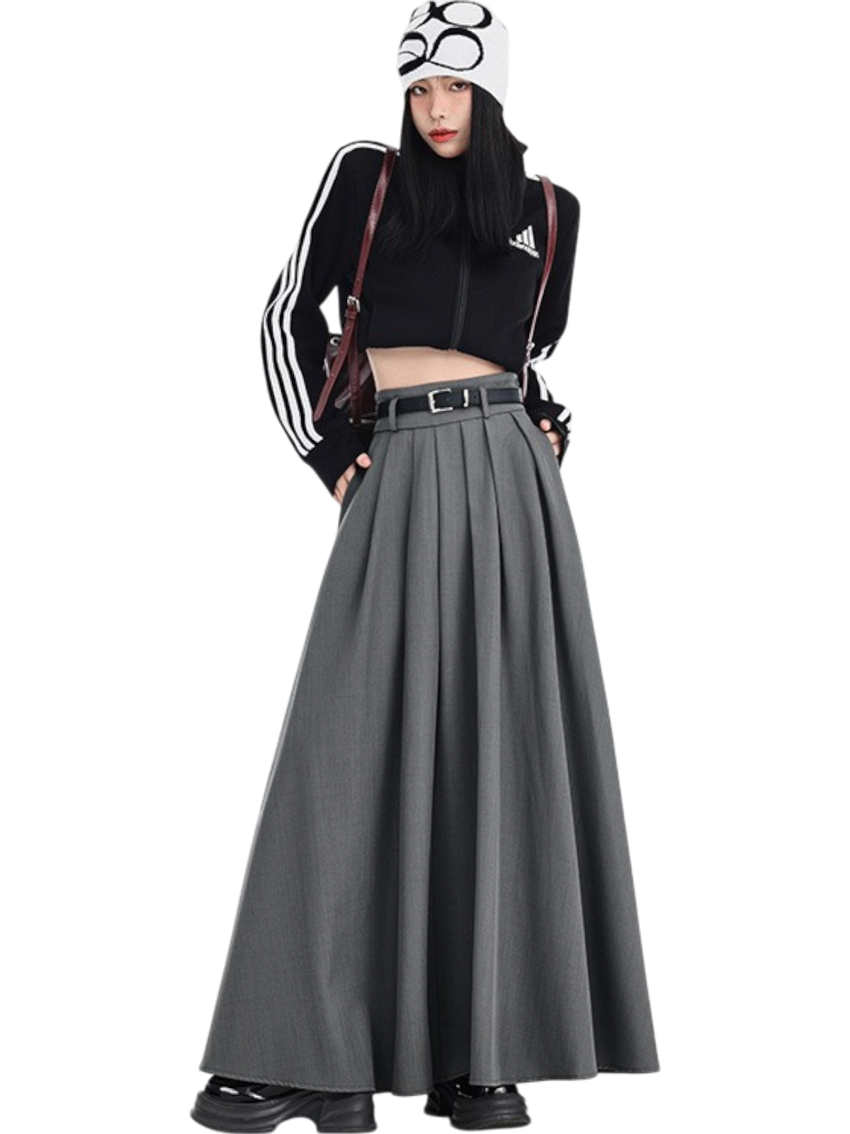 Mira Pleated Split Maxi Skirt